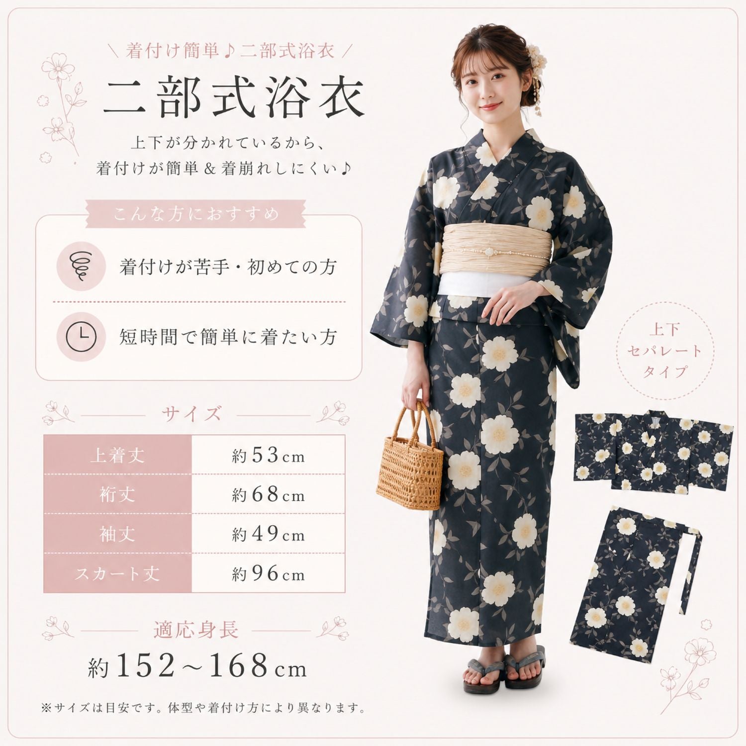 二部式浴衣 仕様図