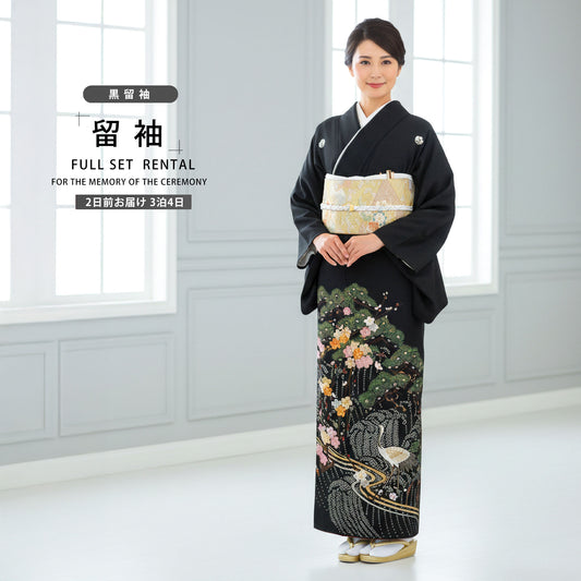 レンタル黒留袖フルセット着物【結婚式婚礼貸衣装】【往復送料無料】五三桐