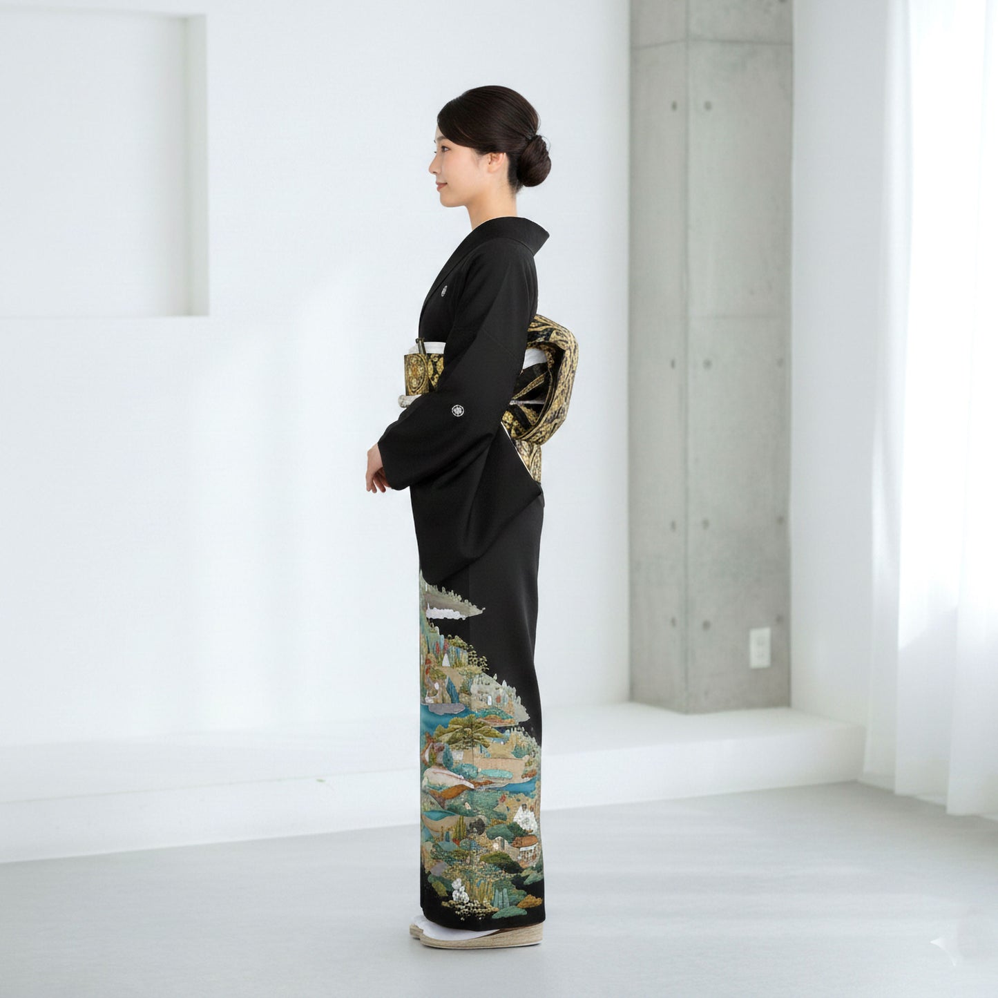 レンタル黒留袖フルセット着物【結婚式婚礼貸衣装】【往復送料無料】五三桐