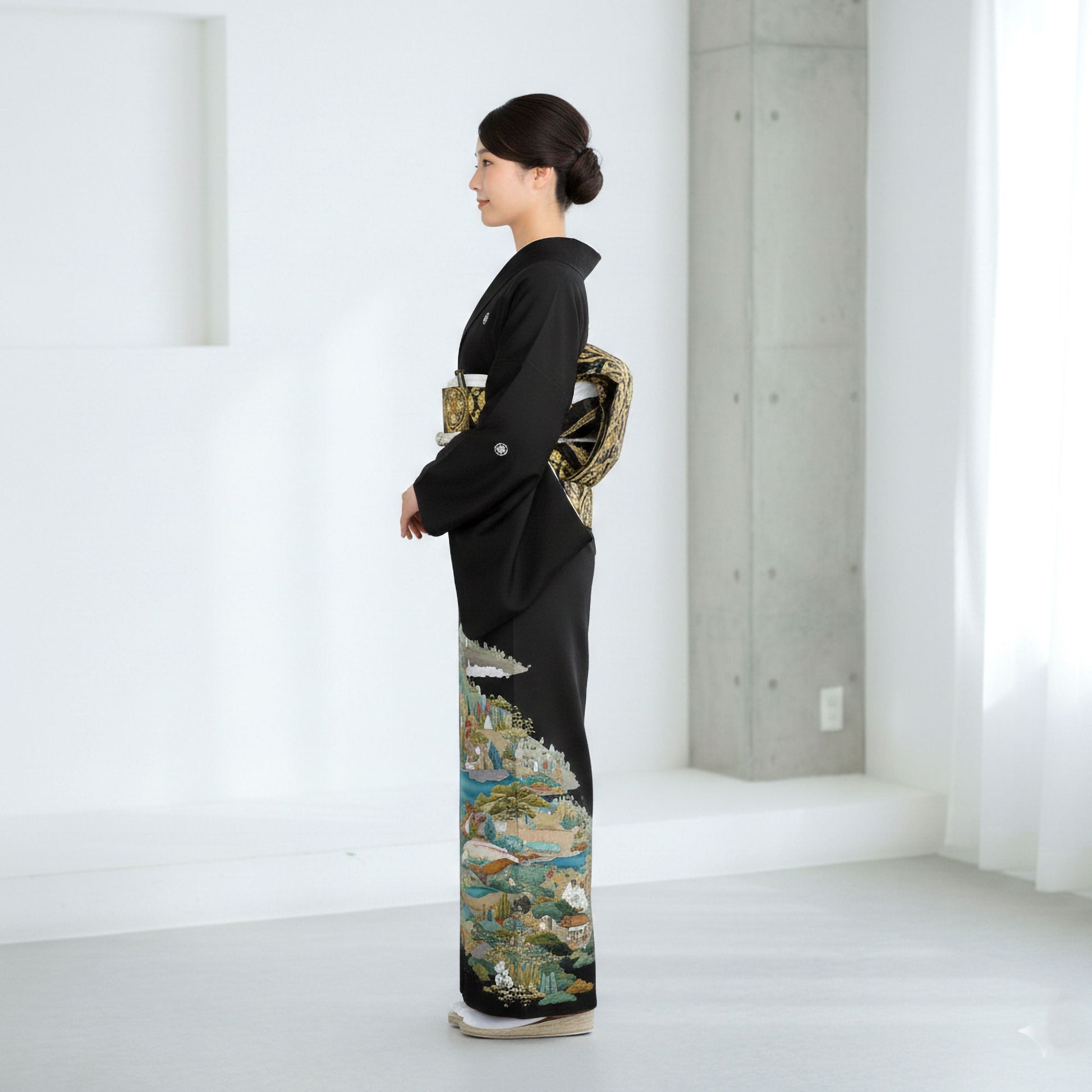 レンタル黒留袖フルセット着物【結婚式婚礼貸衣装】【往復送料無料】五三桐