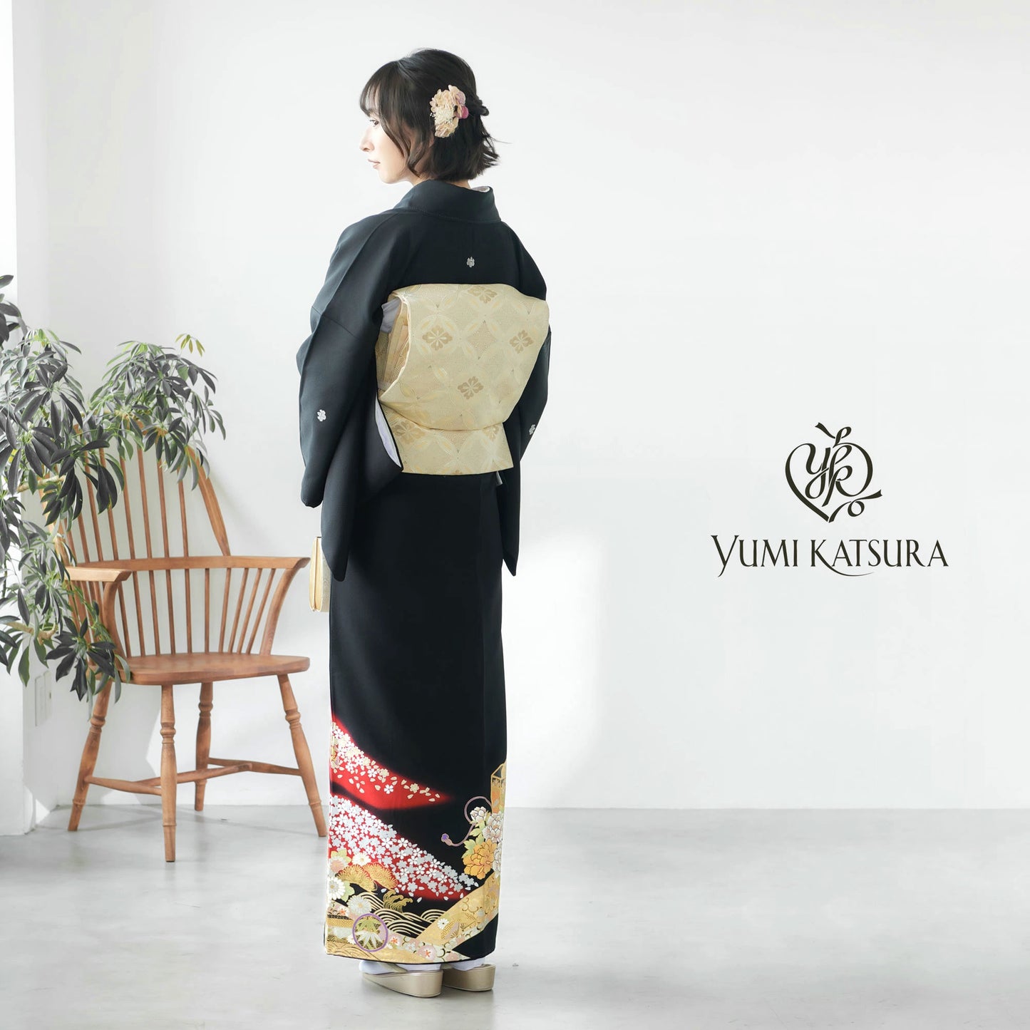 【お買い物マラソンお得なクーポン配布中ッ!】桂由美YUMIKATSURAブランドレンタル黒留袖フルセット【結婚式婚礼貸衣装】【往復送料無料】古典No.222