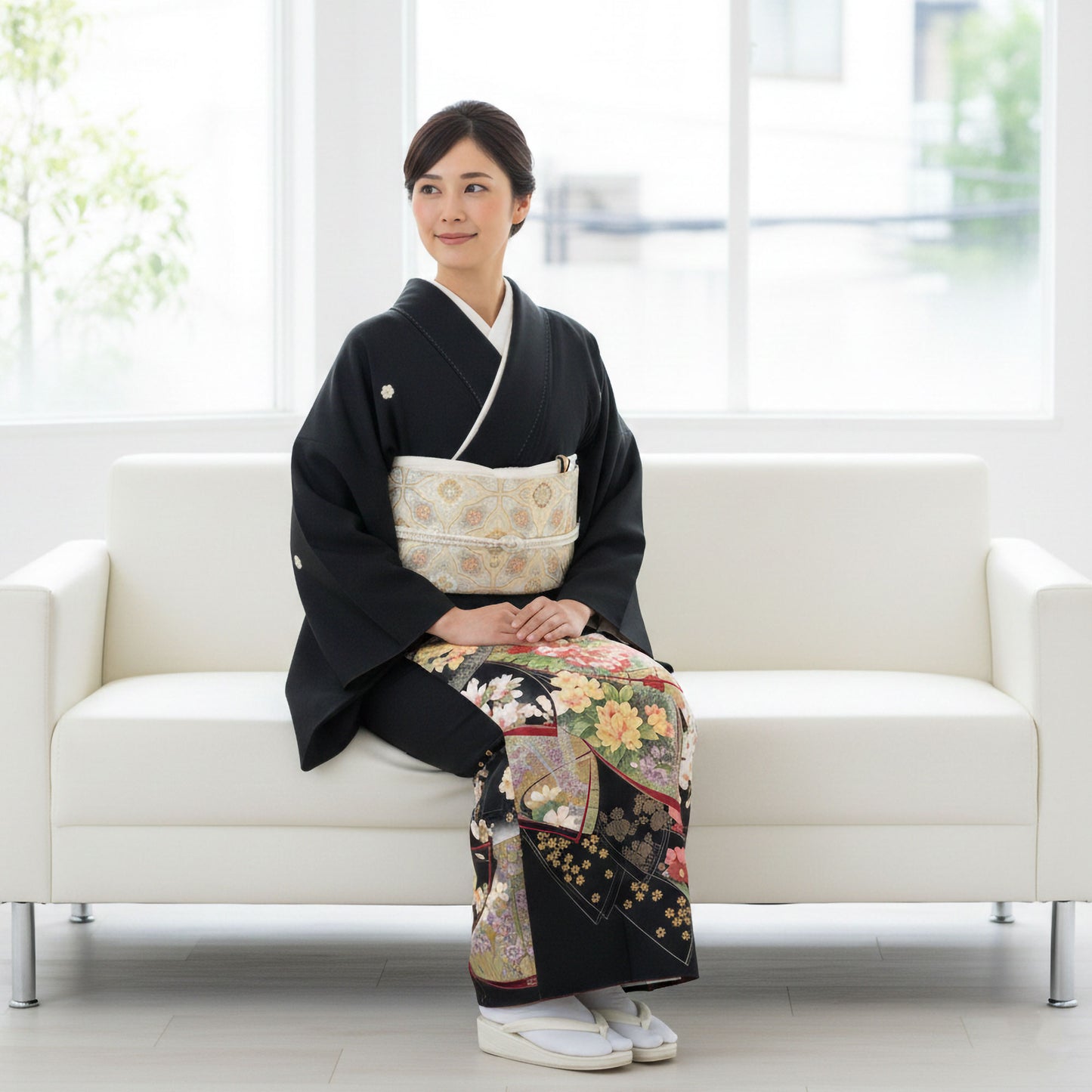 レンタル黒留袖フルセットLLサイズ【結婚式婚礼貸衣装】【往復送料無料】No41