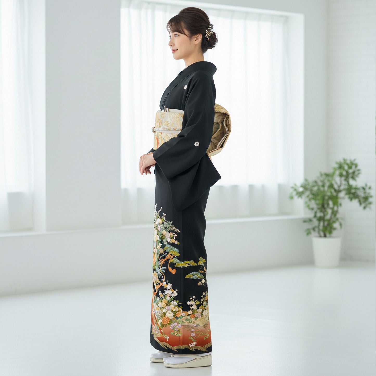【お買い物マラソン全品半額クーポン配布中!】【レンタル】黒留袖フルセット【結婚式婚礼貸衣装】【往復送料無料】[LLサイズ]高級正絹比翼仕立て五つ紋草履バッグ付き母親族着物ウェディング