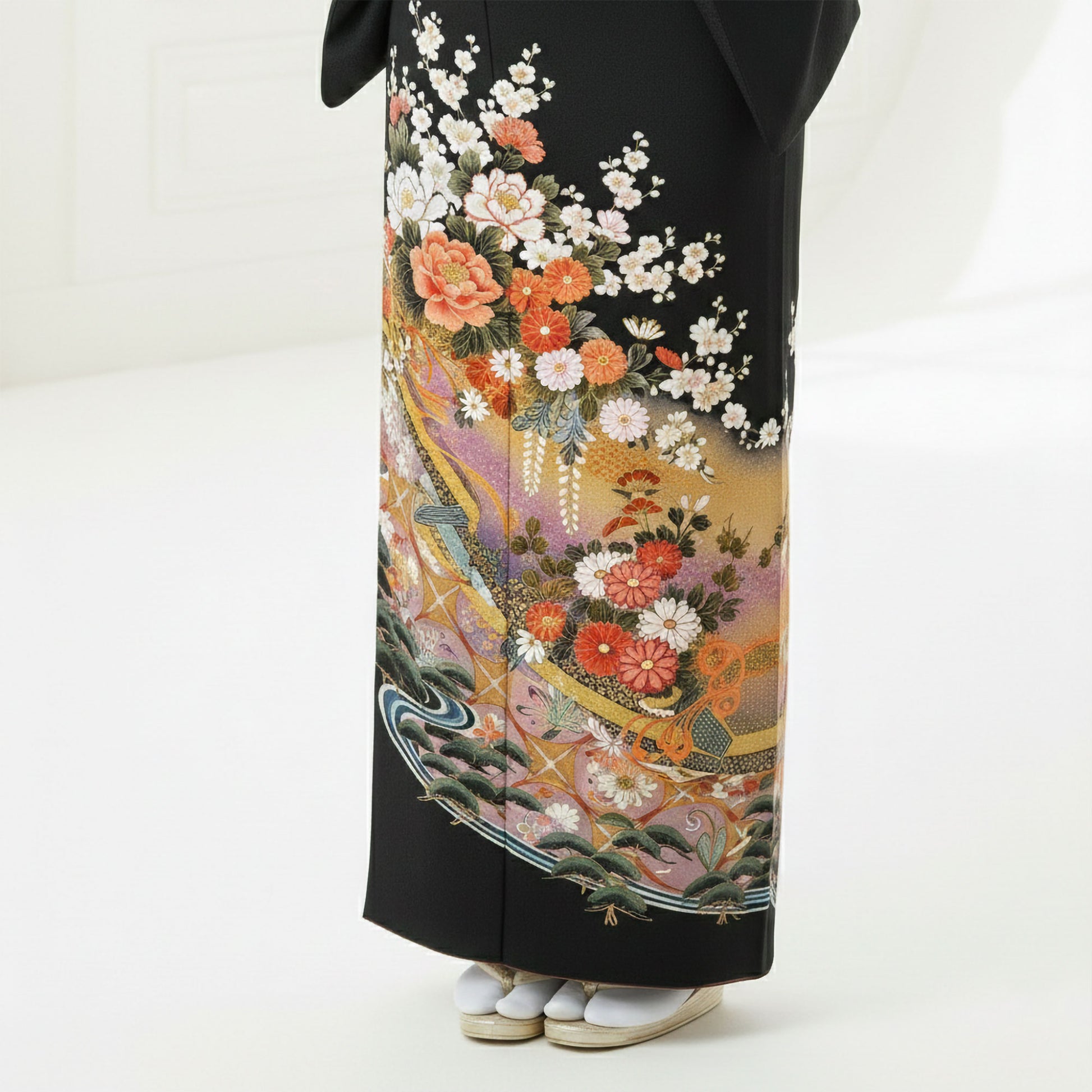 【お買い物マラソン全品半額クーポン配布中!】【レンタル】黒留袖フルセット【結婚式婚礼貸衣装】【往復送料無料】高級正絹比翼仕立て五つ紋草履バッグ付き母親族着物ウェディング