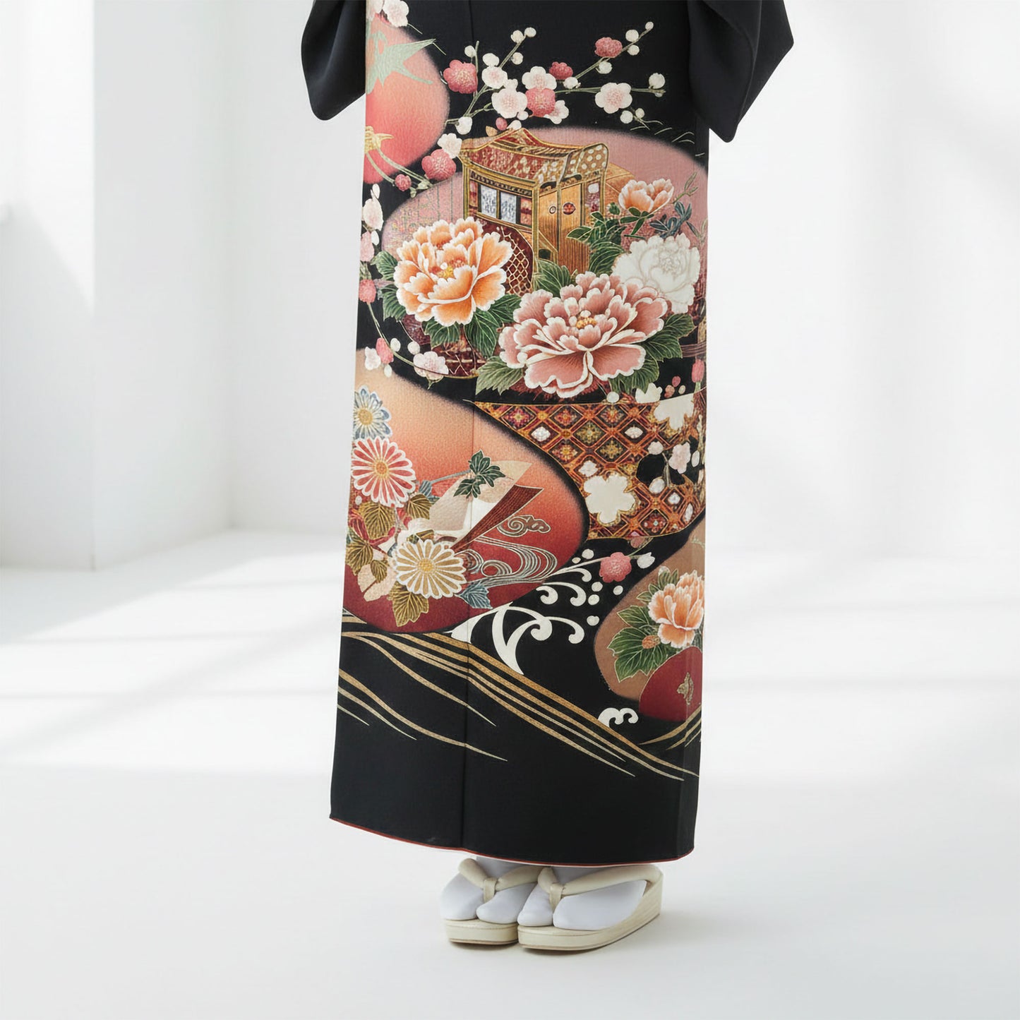 【お買い物マラソン30%OFFクーポン配布中!】【レンタル】黒留袖フルセット【結婚式婚礼貸衣装】【往復送料無料】高級正絹比翼仕立て五つ紋草履バッグ付き母親族着物ウェディング