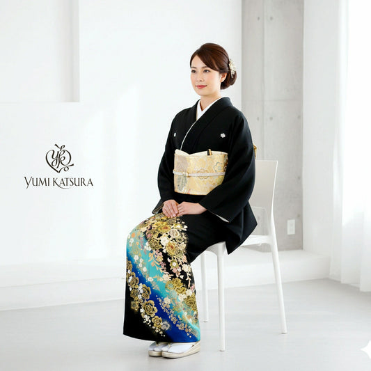 桂由美YUMIKATSURAブランド黒留袖フルセット｜伝統とモダンが融合した結婚式フォーマル着物レンタル着物セット華やかな刺繍入り【結婚式婚礼貸衣装】【往復送料無料】YumiKatsura古典紫薔薇ラベンダーNo243