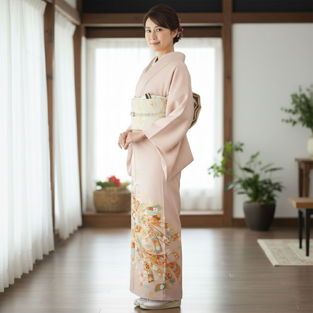 【お買い物マラソン10%OFFクーポン配布中!】【レンタル】JAPANSTYLE色留袖フルセットジャパンスタイル【結婚式婚礼貸衣装】【往復送料無料】薄桃ピンク熨斗松竹梅高級正絹比翼仕立て五つ紋草履バッグ付き母親族着物ウェディ