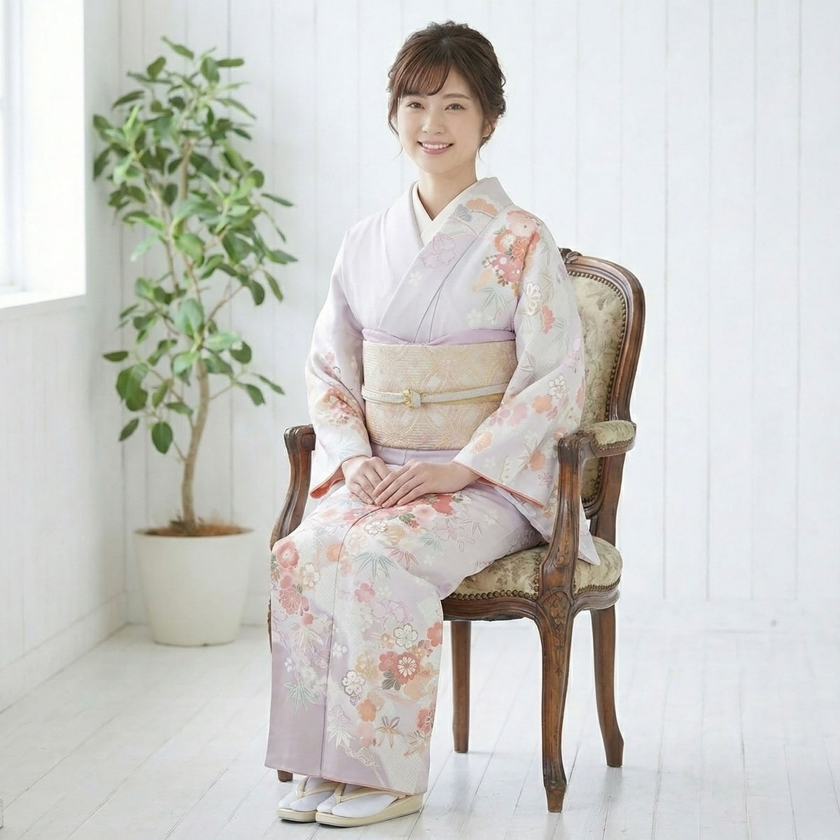 【レンタル】訪問着着物貸衣装フルセット入学式卒業式七五三お宮参り結婚式お宮参り結納お茶会パーティー母親ママ人気訪問着付下げフルセット着物着物往復送料無料HLアッシュエルブランドアイスグレーNo.0019