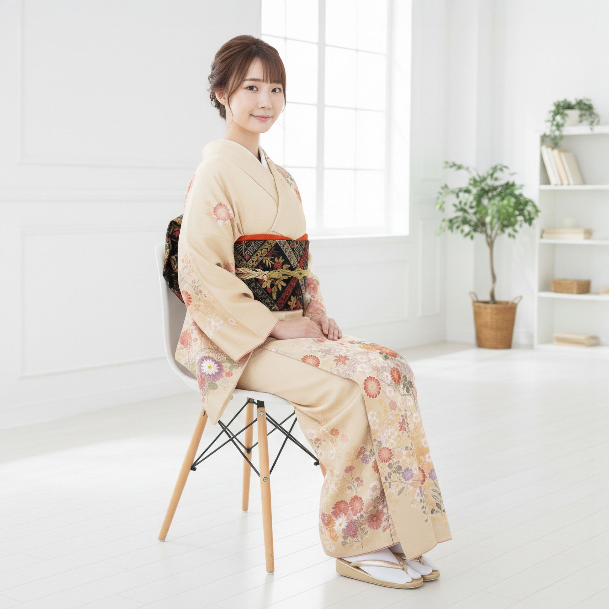 【レンタル】訪問着着物貸衣装フルセット入学式卒業式七五三お宮参り結婚式お宮参り結納お茶会パーティー母親ママ人気訪問着付下げフルセット着物着物往復送料無料HLアッシュエルブランドベージュ薄色No.0030