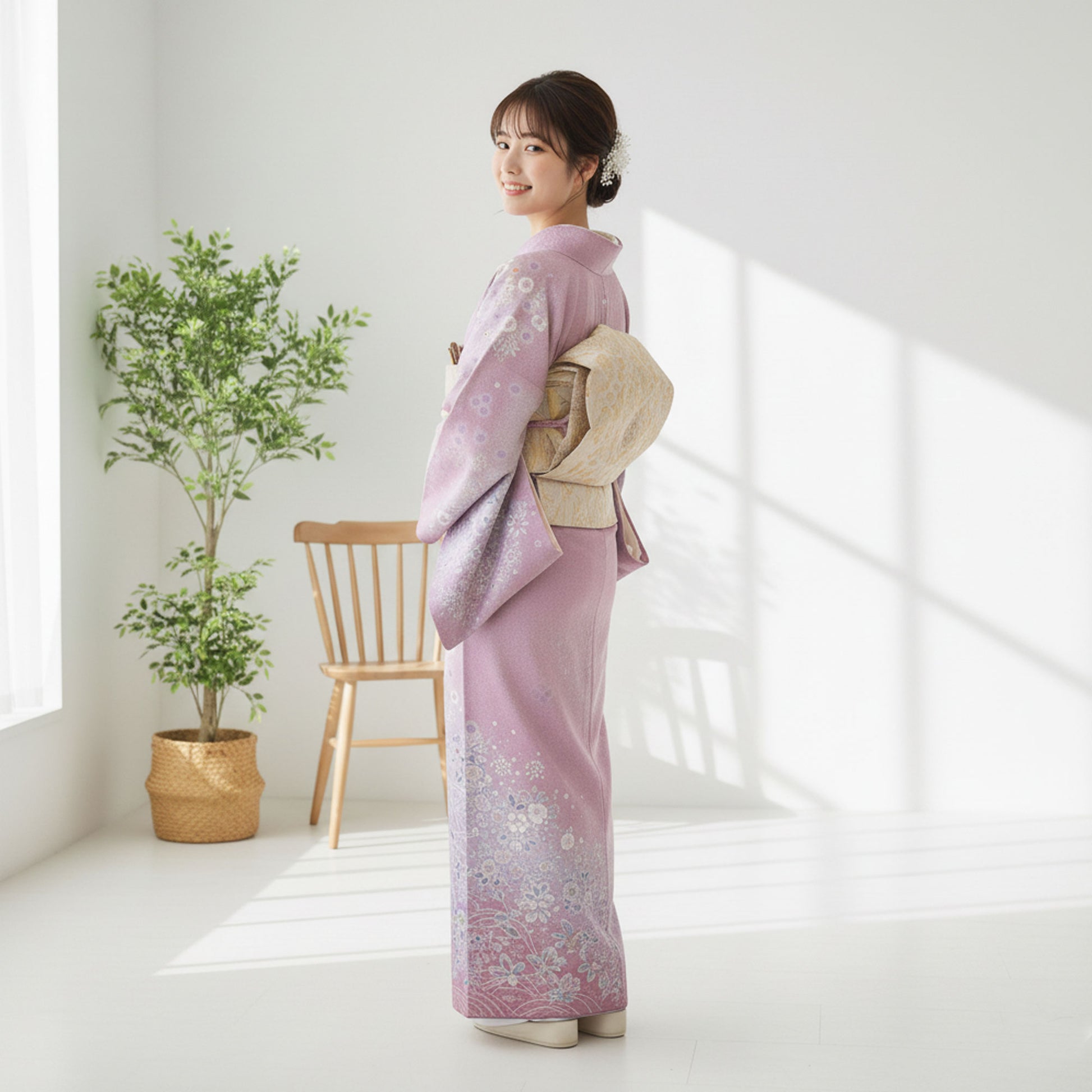 【スーパーSALE10%OFFクーポン配布中!】【レンタル】訪問着着物貸衣装フルセット入学式卒業式七五三お宮参り結婚式お宮参り結納母親ママ人気訪問着付下げフルセット着物着物往復送料無料紫桃絞りNo.0042