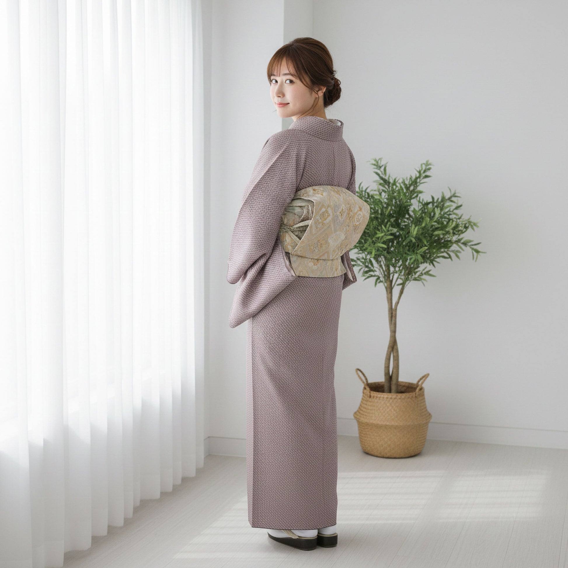 【レンタル】訪問着着物貸衣装フルセット入学式卒業式七五三お宮参り結婚式お宮参り結納お茶会パーティー母親ママ人気訪問着付下げフルセット着物着物往復送料無料高級正絹総絞り柄鹿の子えんじ小豆色No.0049