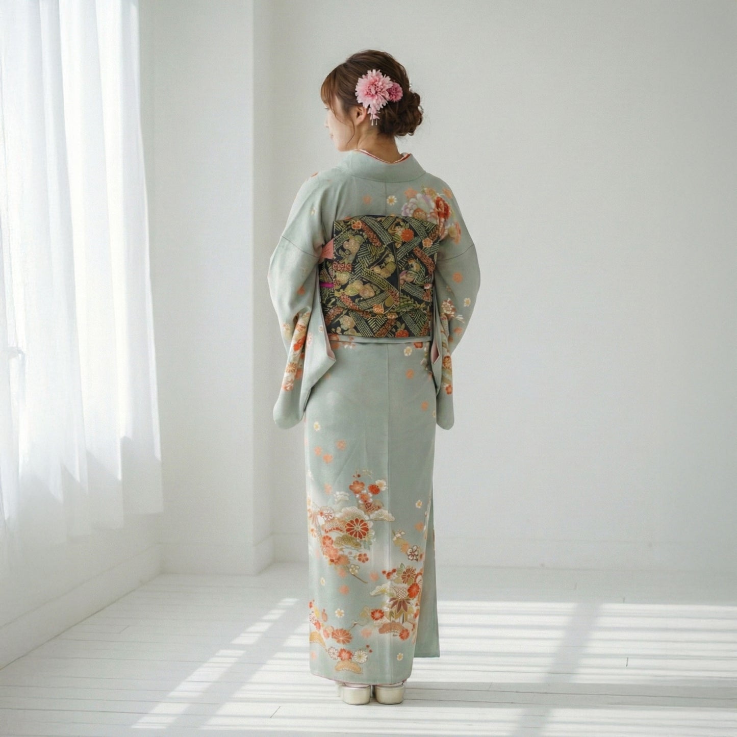 【レンタル】訪問着着物貸衣装フルセット入学式卒業式七五三お宮参り結婚式お宮参り結納お茶会パーティー母親ママ人気訪問着付下げフルセット着物着物往復送料無料HLアッシュエル淡色鼓松竹梅No.0098