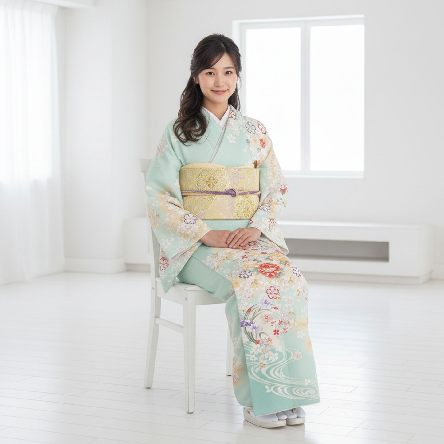 【スーパーSALE10%OFFクーポン配布中!】【レンタル】訪問着着物貸衣装フルセット入学式卒業式七五三お宮参り結婚式お宮参り結納お茶会パーティー母親ママ人気訪問着付下げフルセット着物着物往復送料無料薄緑ミントグリーン牡丹流水No.01