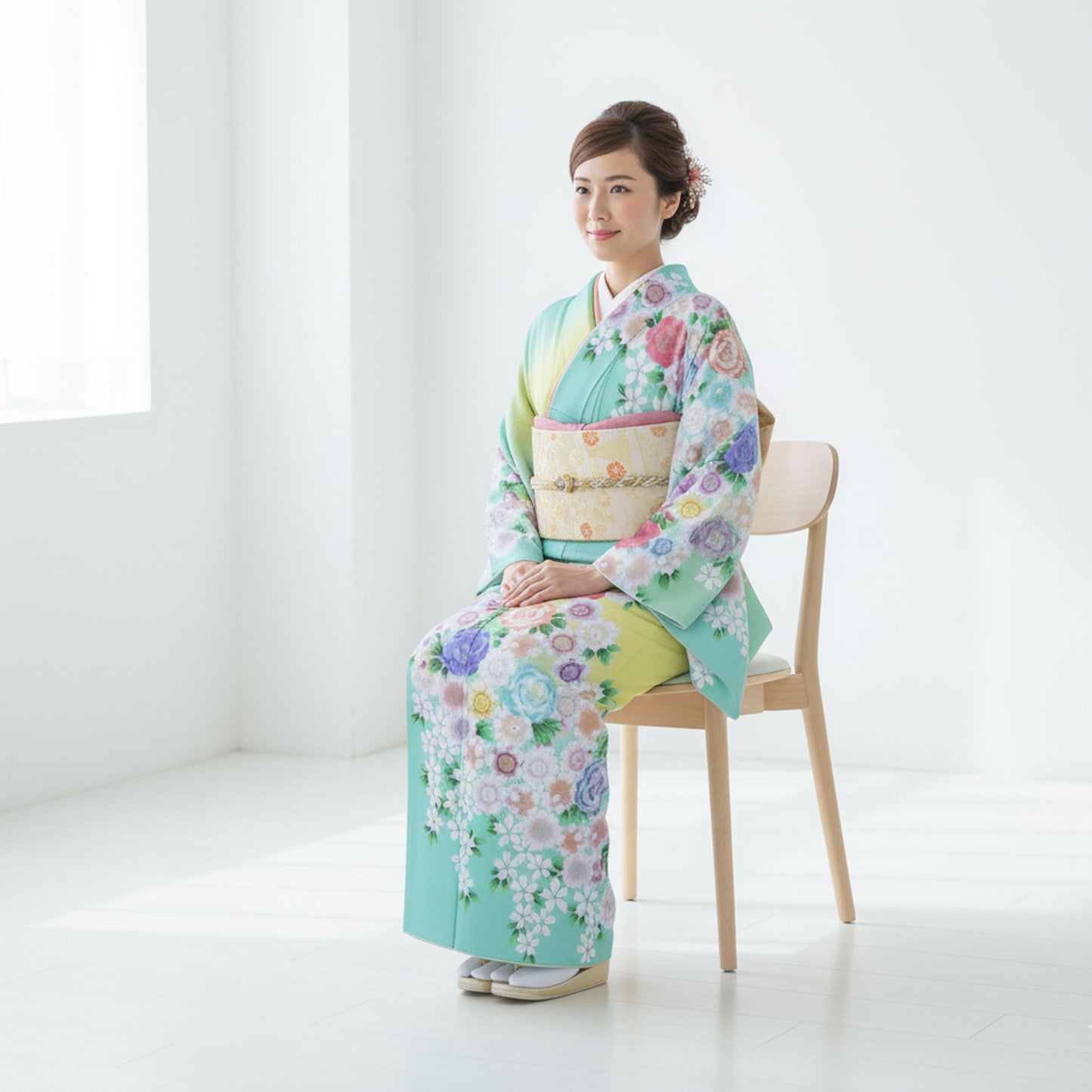 【レンタル】訪問着着物貸衣装フルセット入学式卒業式七五三お宮参り結婚式お宮参り結納母親ママ人気訪問着付下げフルセット着物着物往復送料無料パステルカラー緑桜No.0171