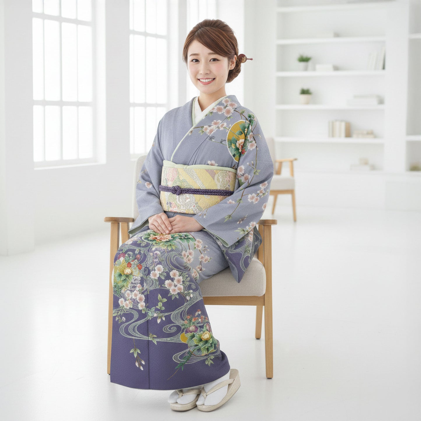 【レンタル】訪問着着物貸衣装フルセット入学式卒業式七五三お宮参り結婚式お宮参り結納母親ママ人気訪問着付下げフルセット着物着物往復送料無料灰色グレー桜牡丹No.0173