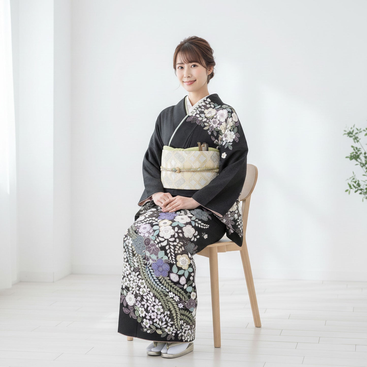 【レンタル】訪問着着物貸衣装フルセット入学式卒業式七五三お宮参り結婚式お宮参り結納母親ママ人気訪問着付下げフルセット着物着物往復送料無料黒萩の花梅No.0182