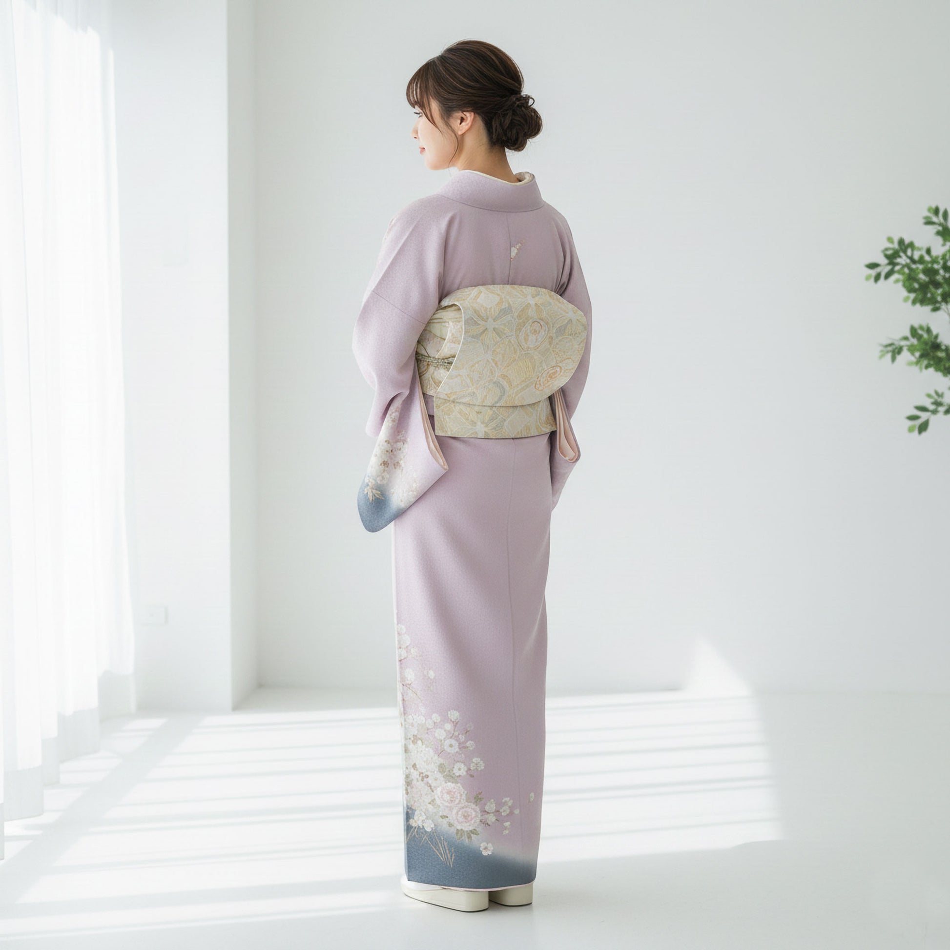 【レンタル】訪問着着物貸衣装フルセット入学式卒業式七五三お宮参り結婚式お宮参り結納母親ママ人気訪問着付下げフルセット着物着物往復送料無料薄紫青桜牡丹あやめNo.0188