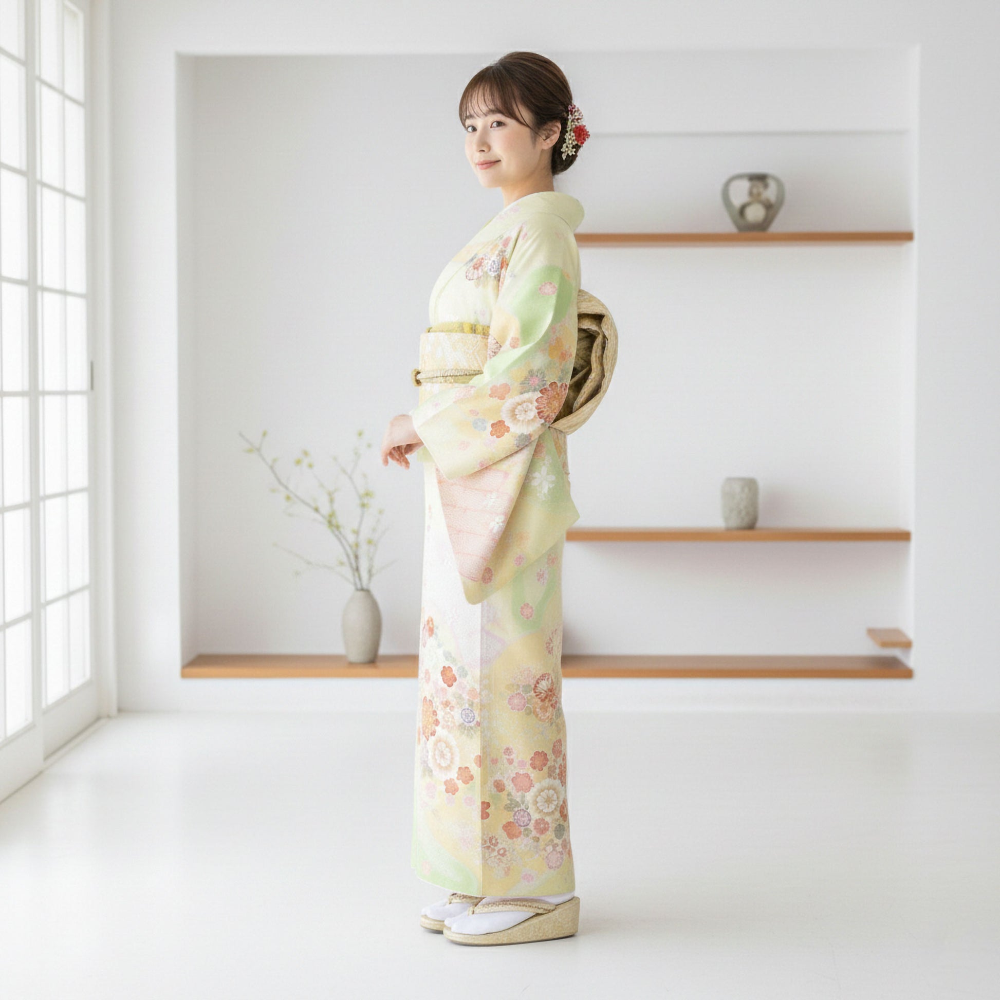 【お買い物マラソン10%OFFクーポン配布中!】【レンタル】訪問着着物貸衣装フルセット入学式卒業式七五三お宮参り結婚式お宮参り結納母親ママ人気訪問着付下げフルセット着物着物往復送料無料黄緑グリーン牡丹No.0210