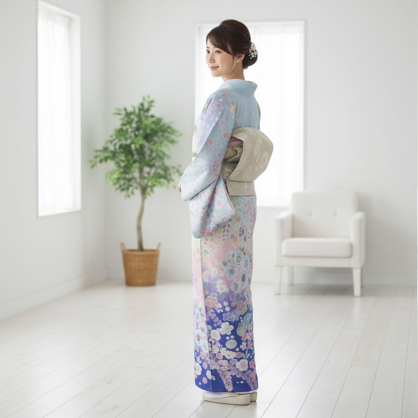【クーポンで10%OFF！10日限定!】【レンタル】訪問着着物貸衣装フルセット入学式卒業式七五三お宮参り結婚式お宮参り結納母親ママ人気訪問着付下げフルセット着物着物往復送料無料青ピンク水色辻が花風No.0211
