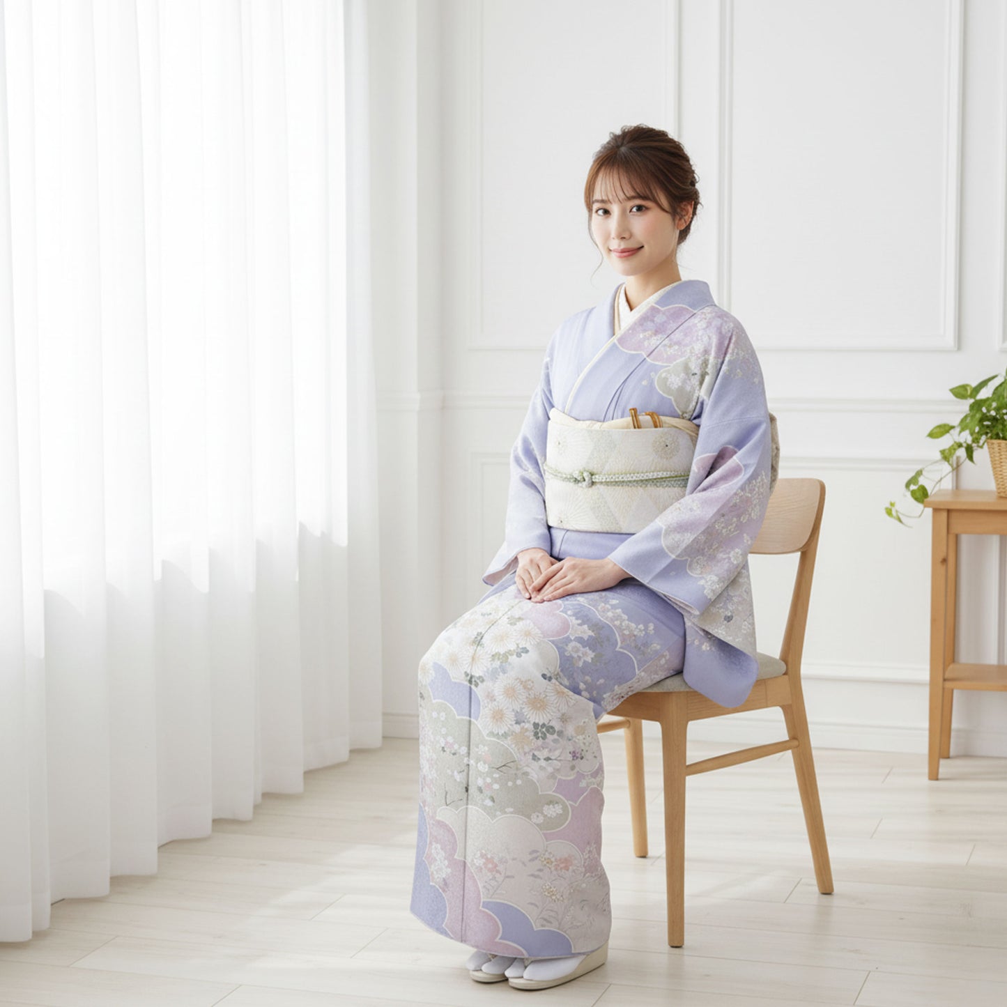 【レンタル】訪問着着物貸衣装フルセット入学式卒業式七五三結婚式お宮参り結納お茶会パーティー母親ママ人気訪問着付下げ【ワイドサイズ】パープルNo.0272