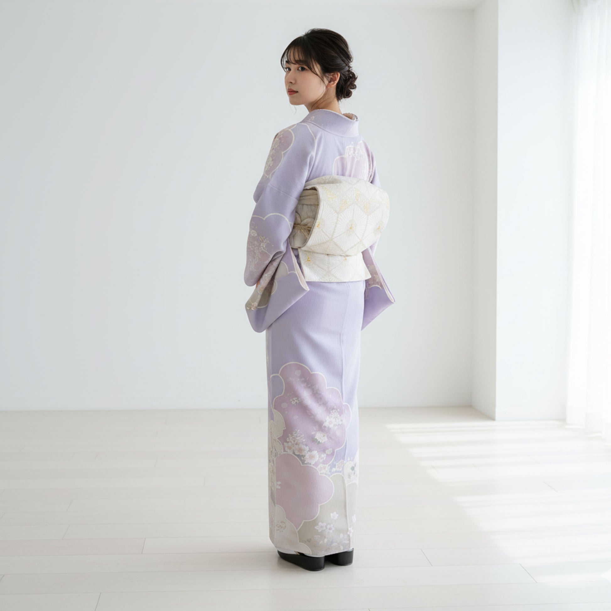 【レンタル】訪問着着物貸衣装フルセット入学式卒業式七五三結婚式お宮参り結納お茶会パーティー母親ママ人気訪問着付下げフルセットパープルNo.0270