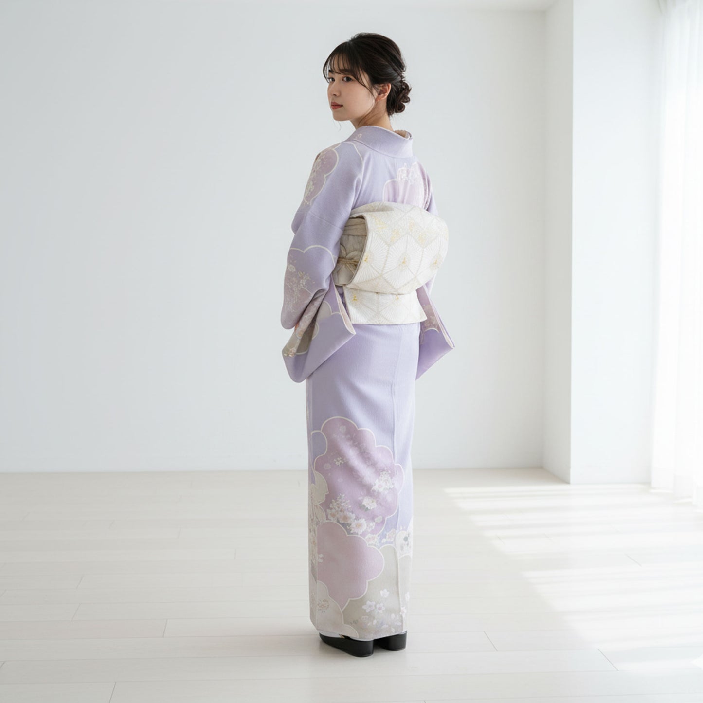 【レンタル】訪問着着物貸衣装フルセット入学式卒業式七五三結婚式お宮参り結納お茶会パーティー母親ママ人気訪問着付下げ【ワイドサイズ】パープルNo.0272