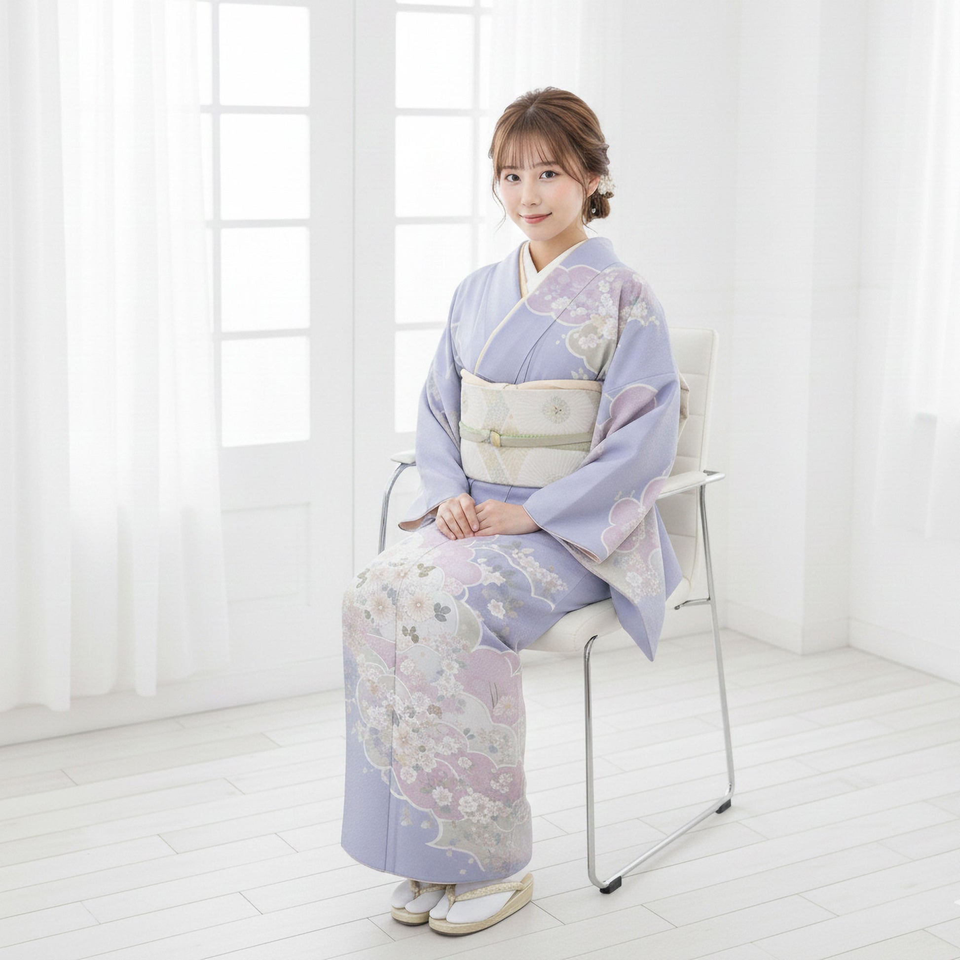 【レンタル】訪問着着物貸衣装フルセット入学式卒業式七五三結婚式お宮参り結納お茶会パーティー母親ママ人気訪問着付下げ【トールサイズ】パープルNo.0274