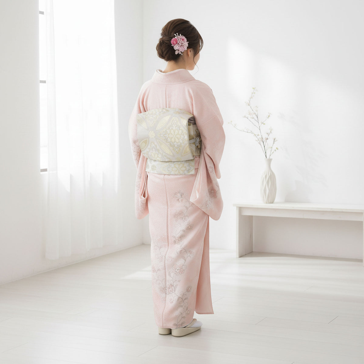 【お買い物マラソン10%OFFクーポン配布中!】【レンタル】訪問着着物貸衣装フルセット入学式卒業式七五三結婚式お宮参り結納お茶会パーティー母親ママ人気訪問着フルセットピンク唐草No.418