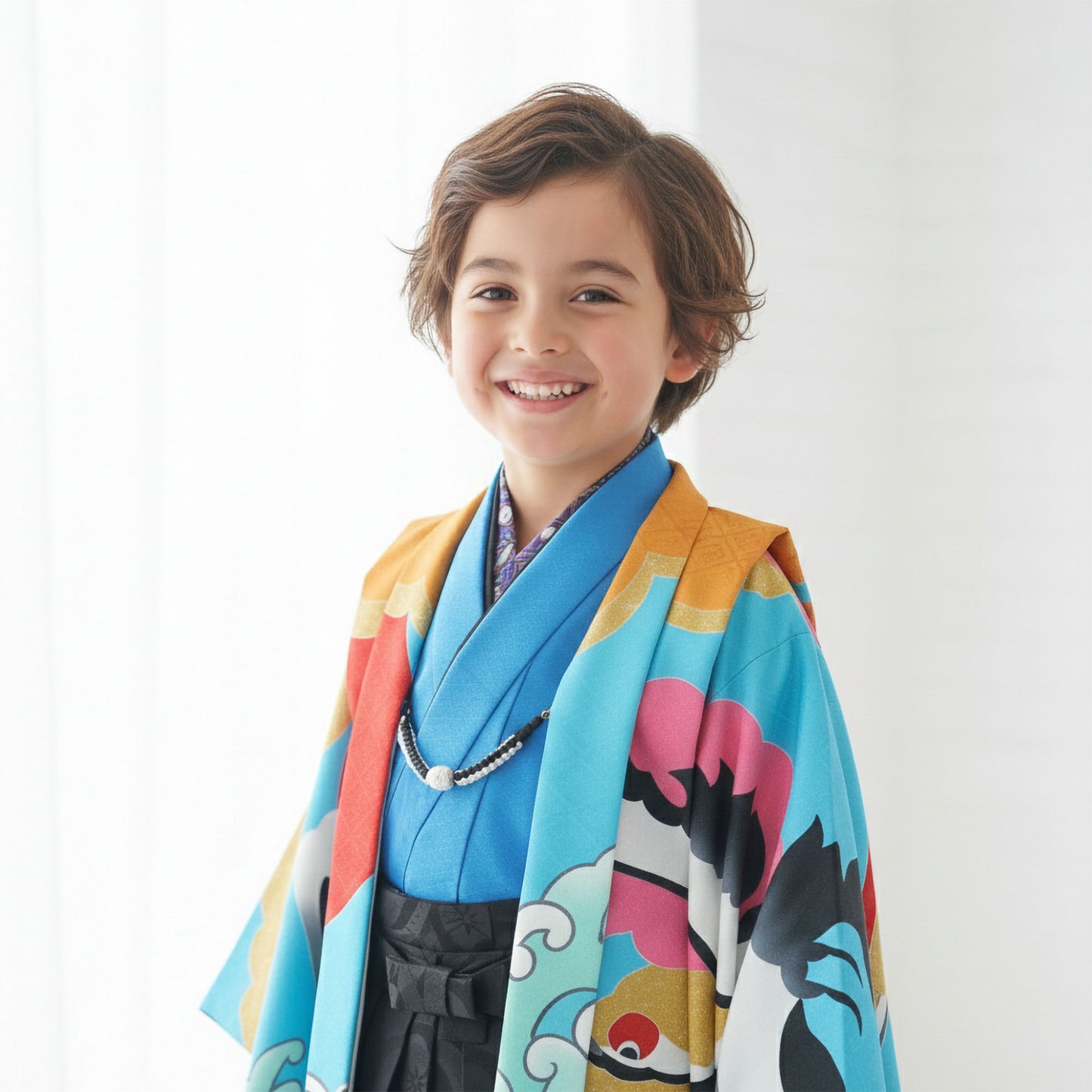【お買い物マラソン10%OFFクーポン配布中!】【レンタル】卒園七五三【かんたん着付け】花わらべ羽織袴五歳男児着物アンサンブルセットフルセット【5歳貸衣装子供男の子着物セット】お正月卒業式【往復送料無料】水色藤松日の出新品