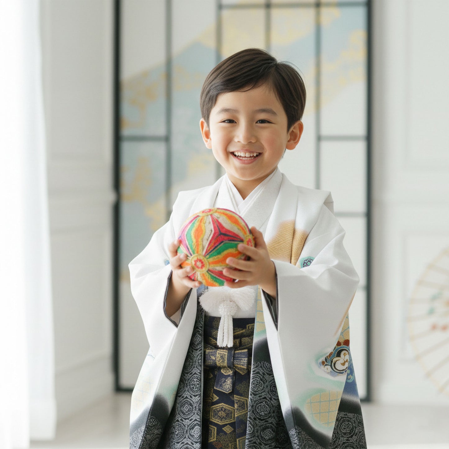 【レンタル】卒園七五三【かんたん着付け】羽織袴五歳男児着物アンサンブルセットフルセット【5歳貸衣装子供男の子着物セット】お正月卒業式【往復送料無料】地模様入り鷹白新品足袋プレゼント