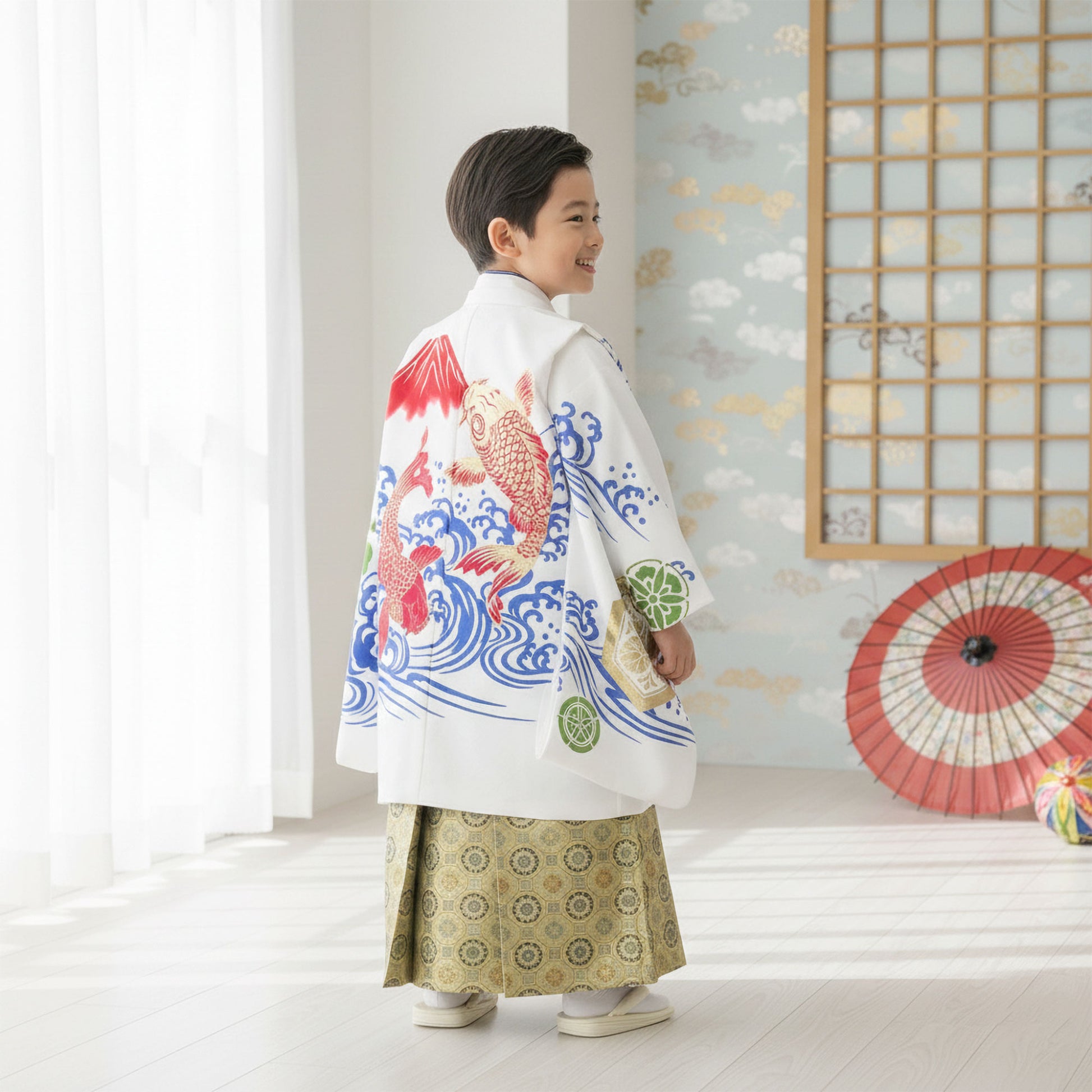 【レンタル】卒園七五三【かんたん着付け】羽織袴五歳男児着物アンサンブルセットフルセット【5歳貸衣装子供男の子着物セット】お正月卒業式【往復送料無料】新品足袋プレゼント