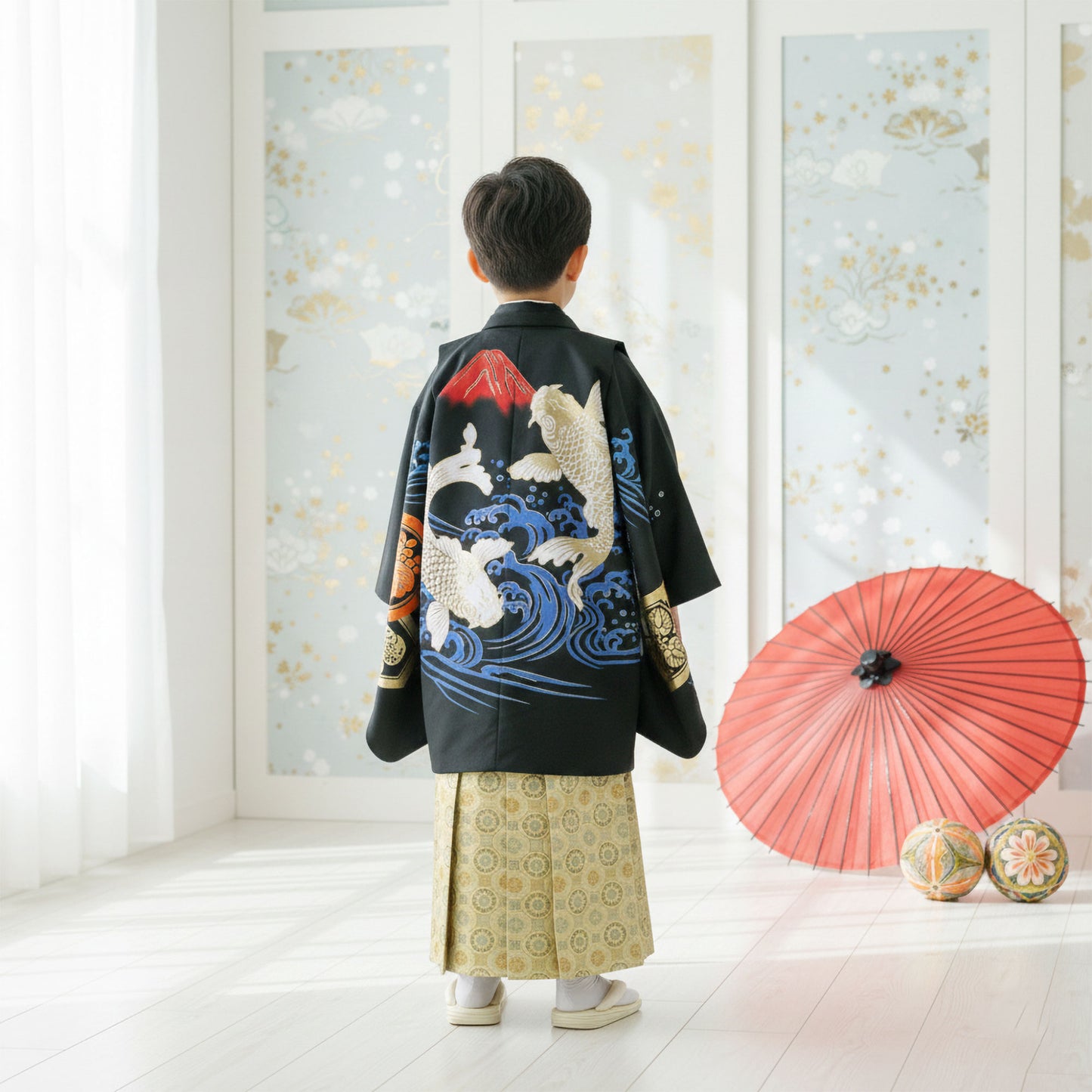 【レンタル】卒園七五三【かんたん着付け】花わらべ羽織袴五歳男児着物アンサンブルセットフルセット【5歳貸衣装子供男の子着物セット】お正月卒業式【往復送料無料】新品足袋プレゼント