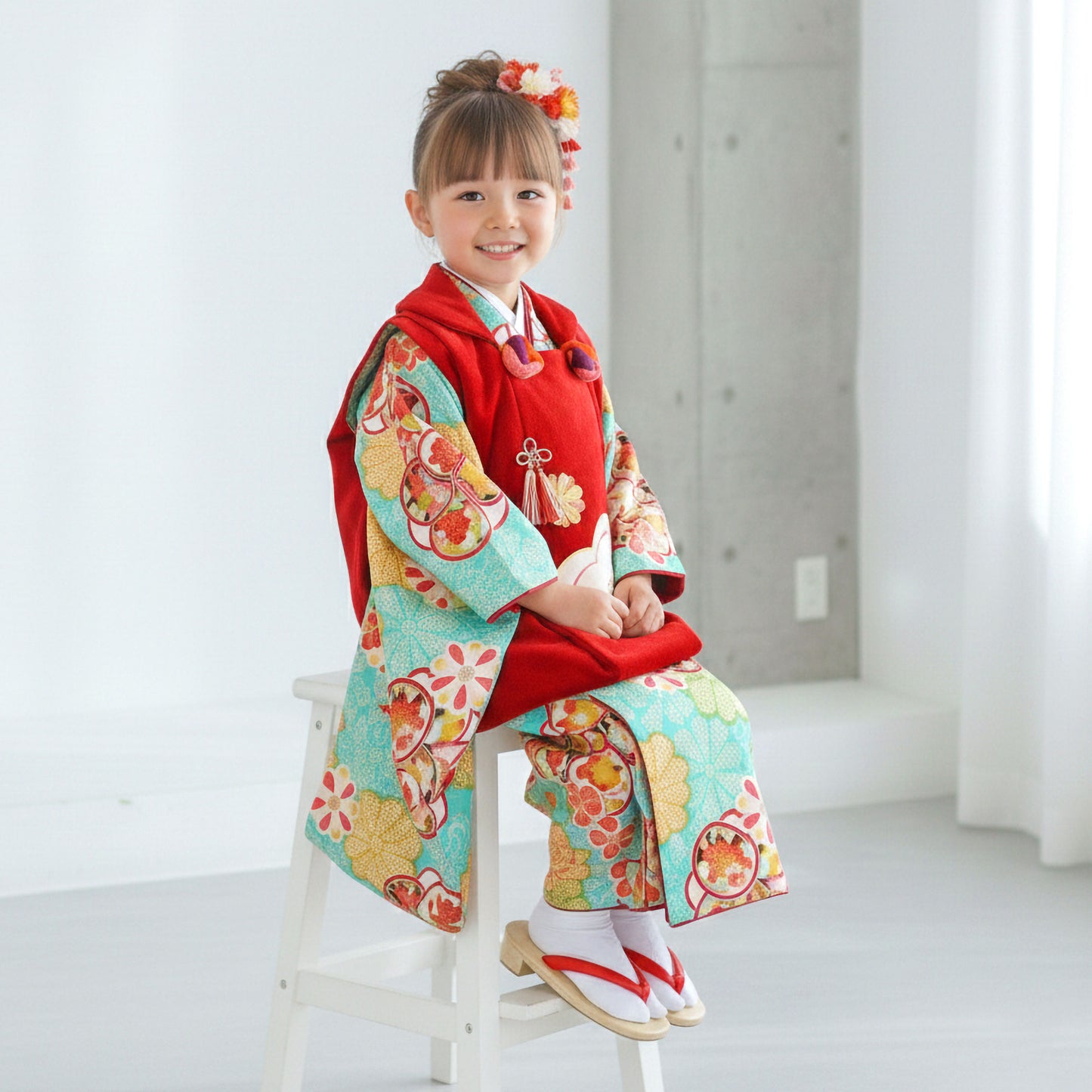 【クーポンで20%OFF!15日まで】【レンタル】七五三女の子3歳着物被布753着物フルセット着物貸衣装七五三三歳子供着物女児子ども結婚式和装CIAOPANICチャオパニックブランド古典赤青【往復送料無料】No.3039新品足袋プレゼント