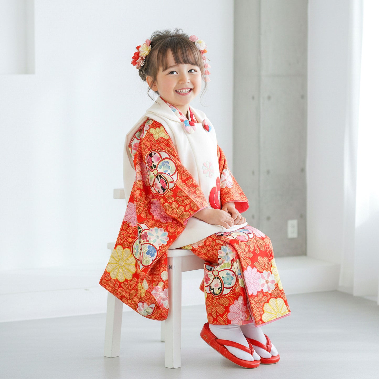 【クーポンで20%OFF!15日まで】【レンタル】七五三女の子3歳着物被布753着物フルセット着物貸衣装七五三三歳子供着物女児子ども結婚式和装CIAOPANICチャオパニックブランド古典赤白【往復送料無料】No.3040新品足袋プレゼント