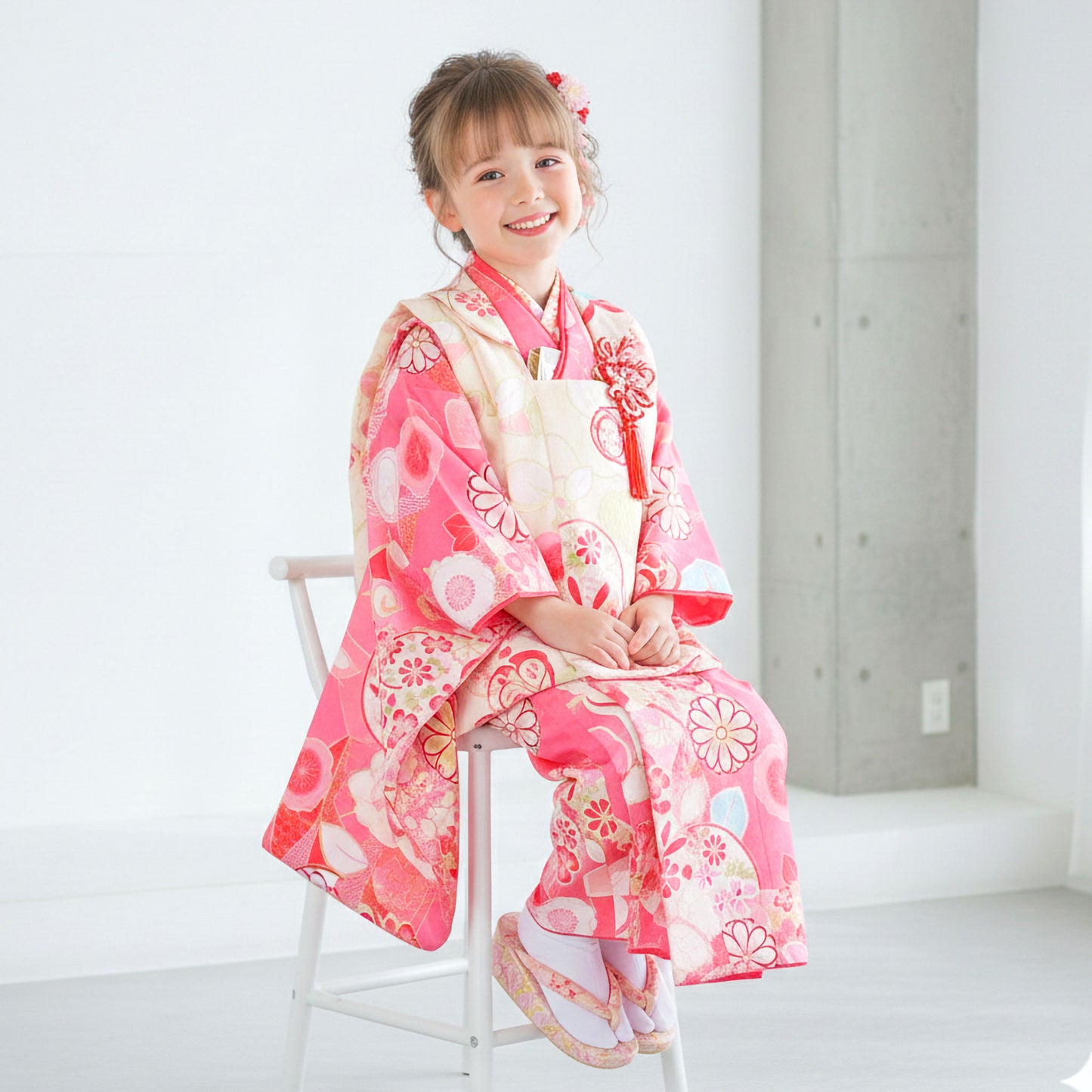 【お買い物マラソン10%OFFクーポン配布中!】【レンタル】七五三女の子3歳着物被布753着物フルセット着物貸衣装七五三三歳子供着物女児子ども結婚式和装当店オリジナル矢羽白ピンク【往復送料無料】No.3071新品足袋プレゼント