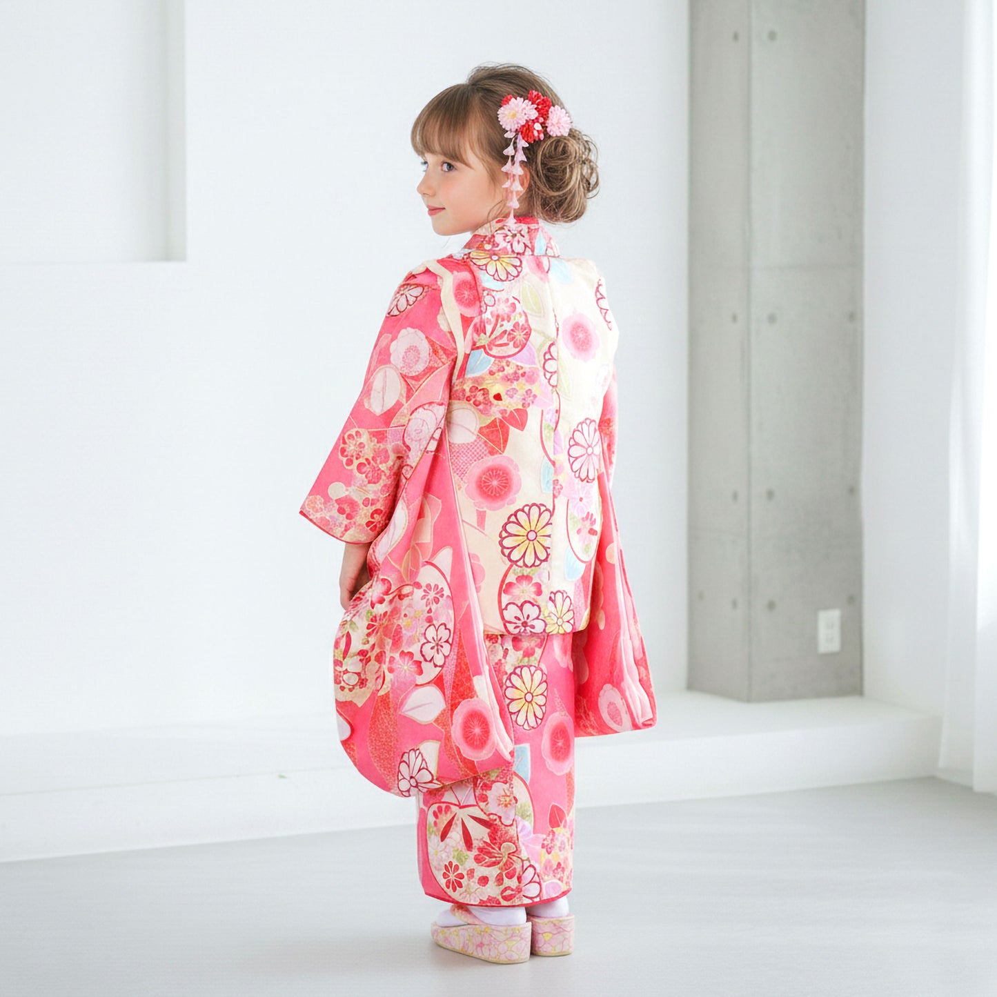 【お買い物マラソン10%OFFクーポン配布中!】【レンタル】七五三女の子3歳着物被布753着物フルセット着物貸衣装七五三三歳子供着物女児子ども結婚式和装当店オリジナル矢羽白ピンク【往復送料無料】No.3071新品足袋プレゼント