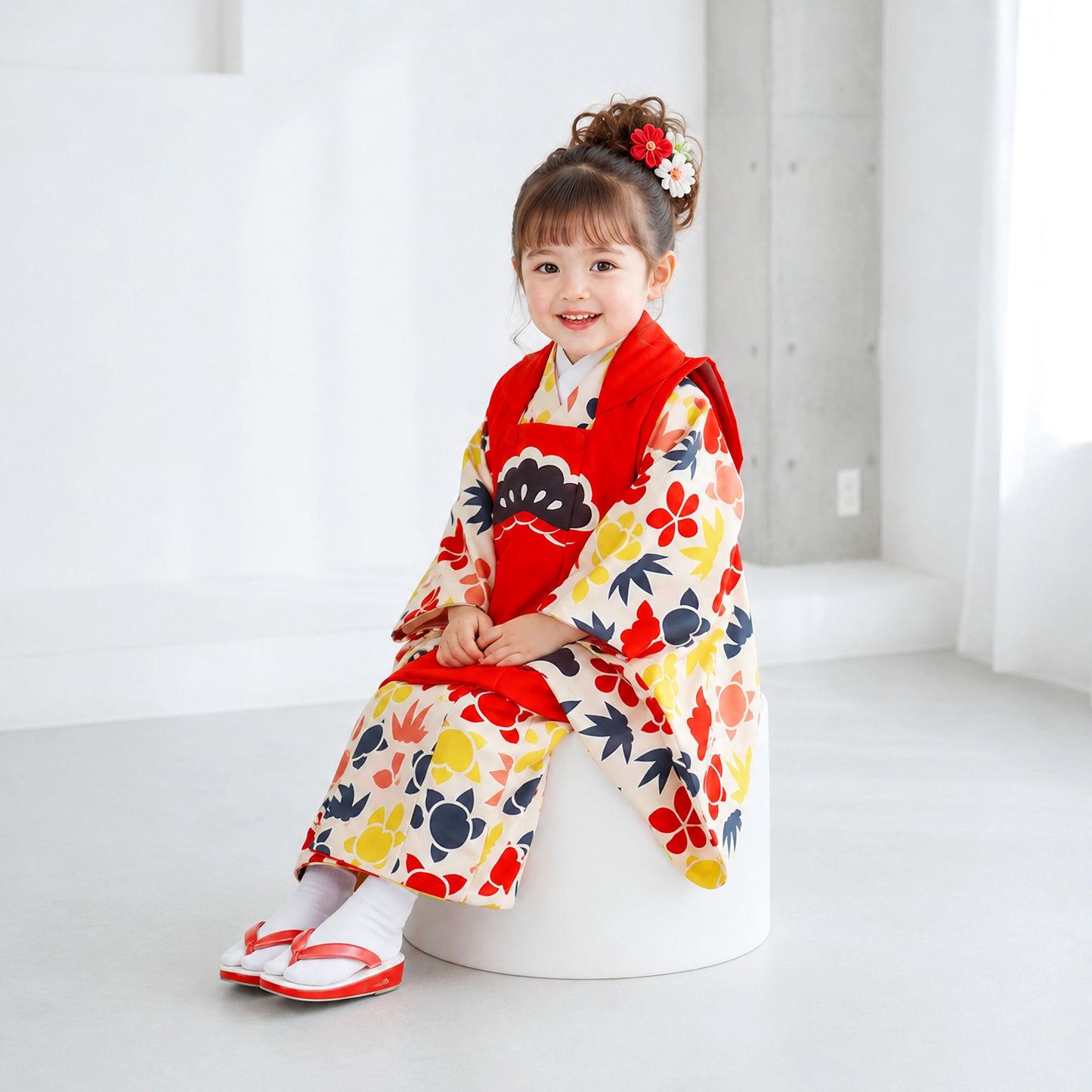 【お買い物マラソン半額クーポン配布中!】【レンタル】七五三女の子3歳着物被布753着物フルセット着物貸衣装七五三三歳子供着物女児子ども結婚式和装KAGURAブランド古典柄松【往復送料無料】No.3174新品足袋プレゼントたび白足袋柄足袋色足袋