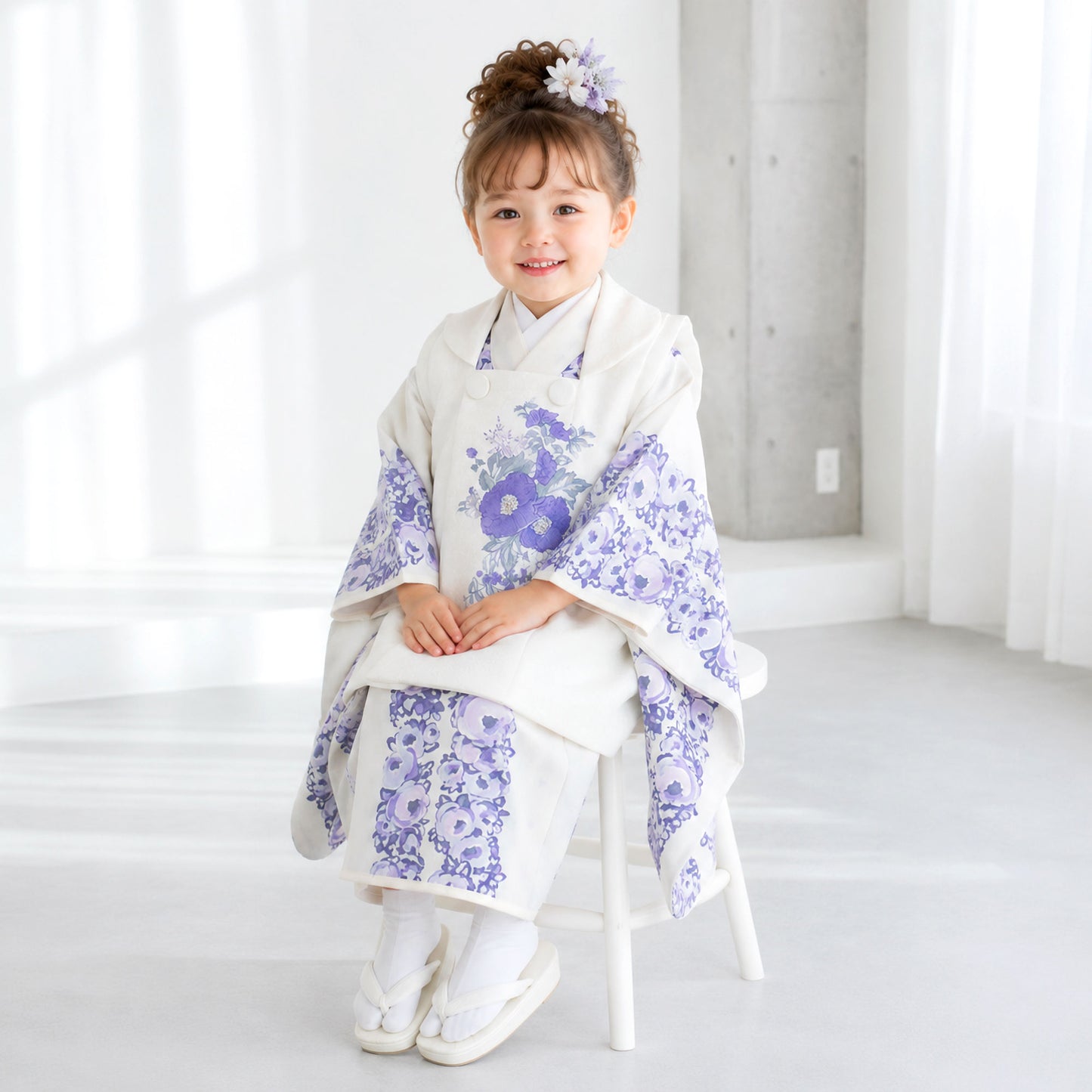 【お買い物マラソン半額クーポン配布中!】【レンタル】七五三女の子3歳着物被布753着物フルセット着物貸衣装七五三三歳子供着物女児子ども結婚式和装JILLSTUARTジルスチュアートブランド古典白青【往復送料無料】No.3223新品足袋プレゼントたび