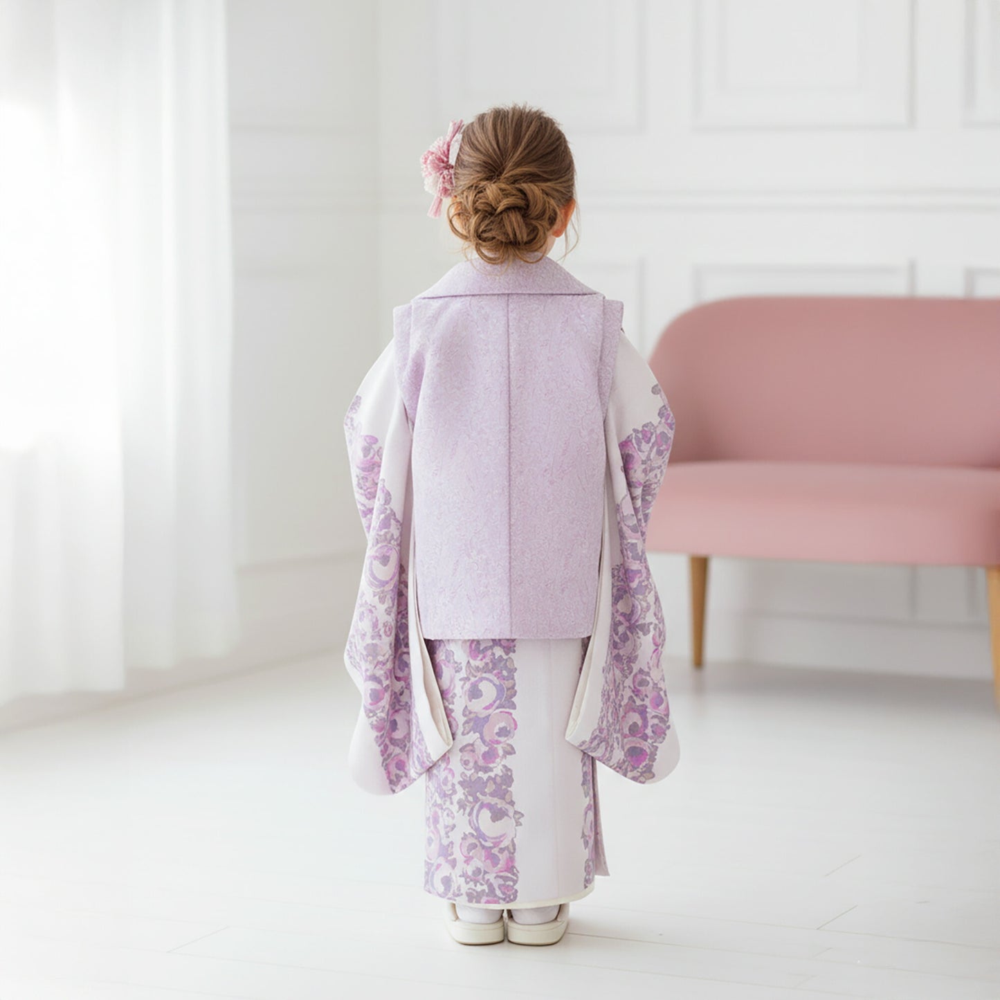 【クーポンで20%OFF!15日まで】【レンタル】七五三女の子3歳着物被布753着物フルセット着物貸衣装七五三三歳子供着物女児子ども結婚式和装JILLSTUARTジルスチュアートブランド古典白ピンク【往復送料無料】No.3224新品足袋プレゼント