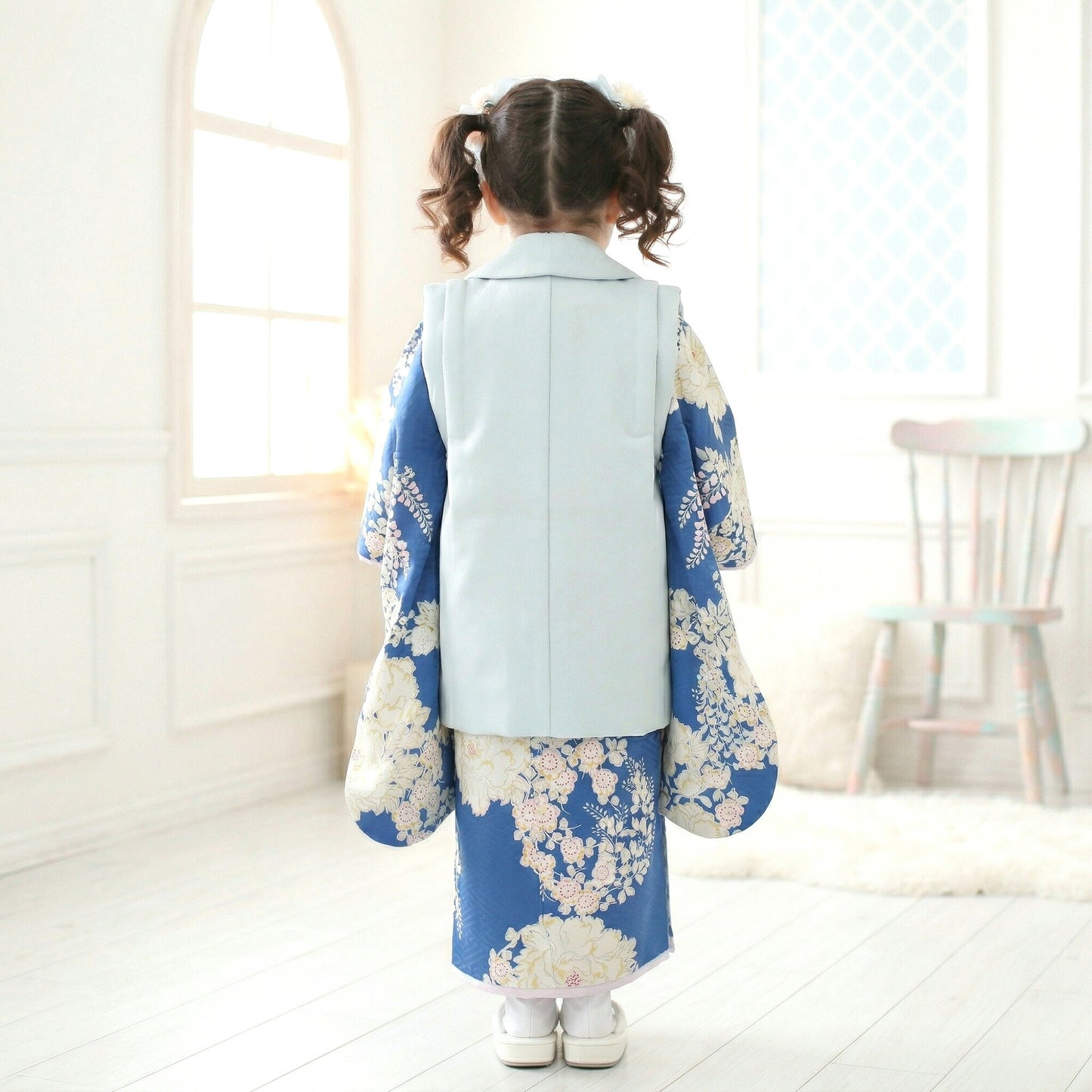 【お買い物マラソン全品半額クーポン配布中!】【レンタル】七五三女の子3歳着物被布753着物フルセット着物貸衣装七五三三歳子供着物女児子ども可愛いひな祭り結婚式和装NATURALBEAUTYナチュラルビューティーブランドモダン青水色