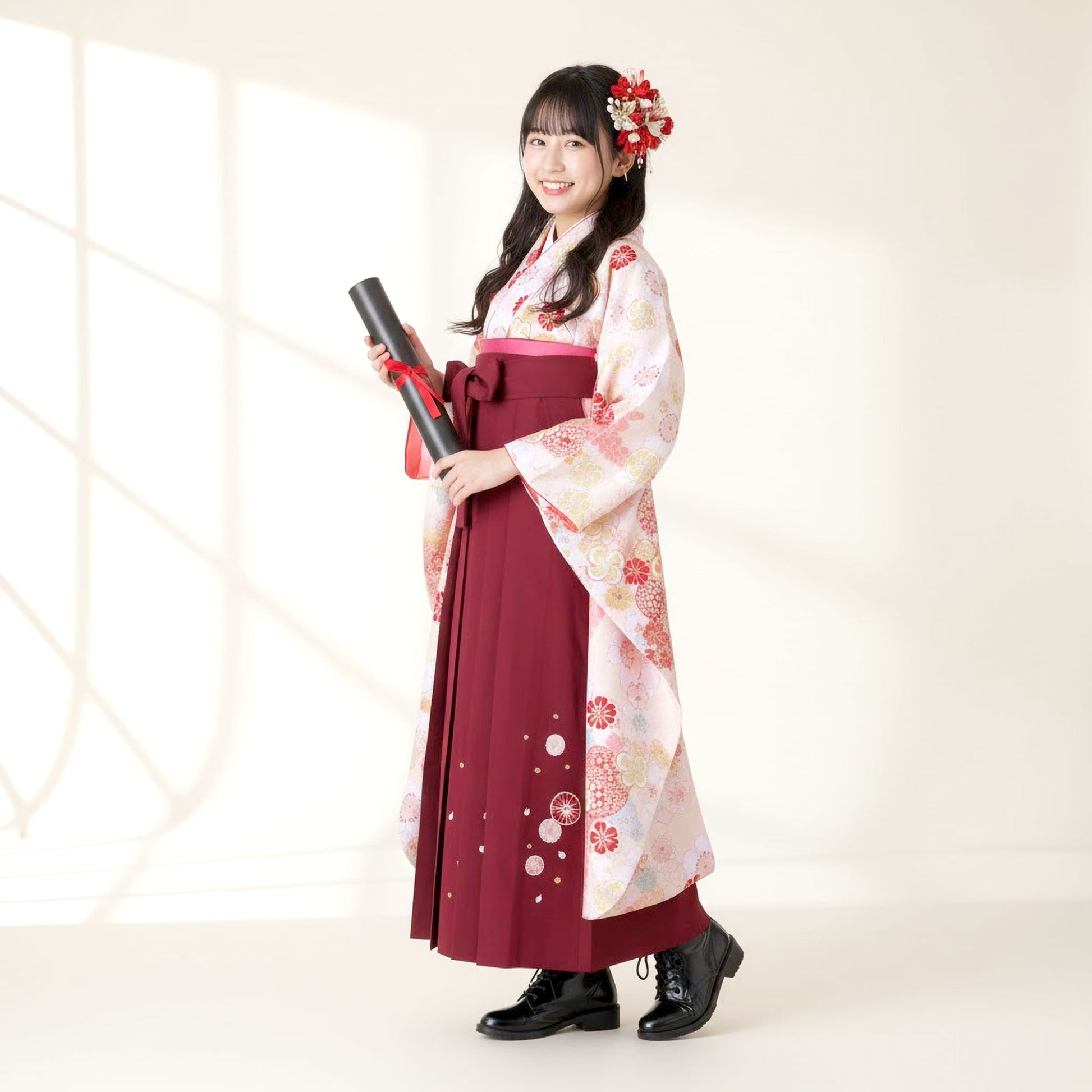 【レンタル】小町kids ブランド ジュニア 着物 袴 フルセット 【十三参り 卒業式 貸衣装 晴れ着 小学生】【白 クリーム ワイン】 入学式 成人式 前撮り 結婚式 七五三 袴セット 袴単品 振袖 半幅帯
