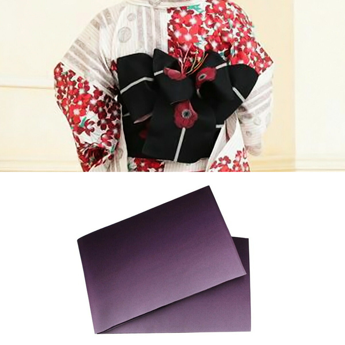【レンタル】浴衣 フルセット 白系 桜 No.17
