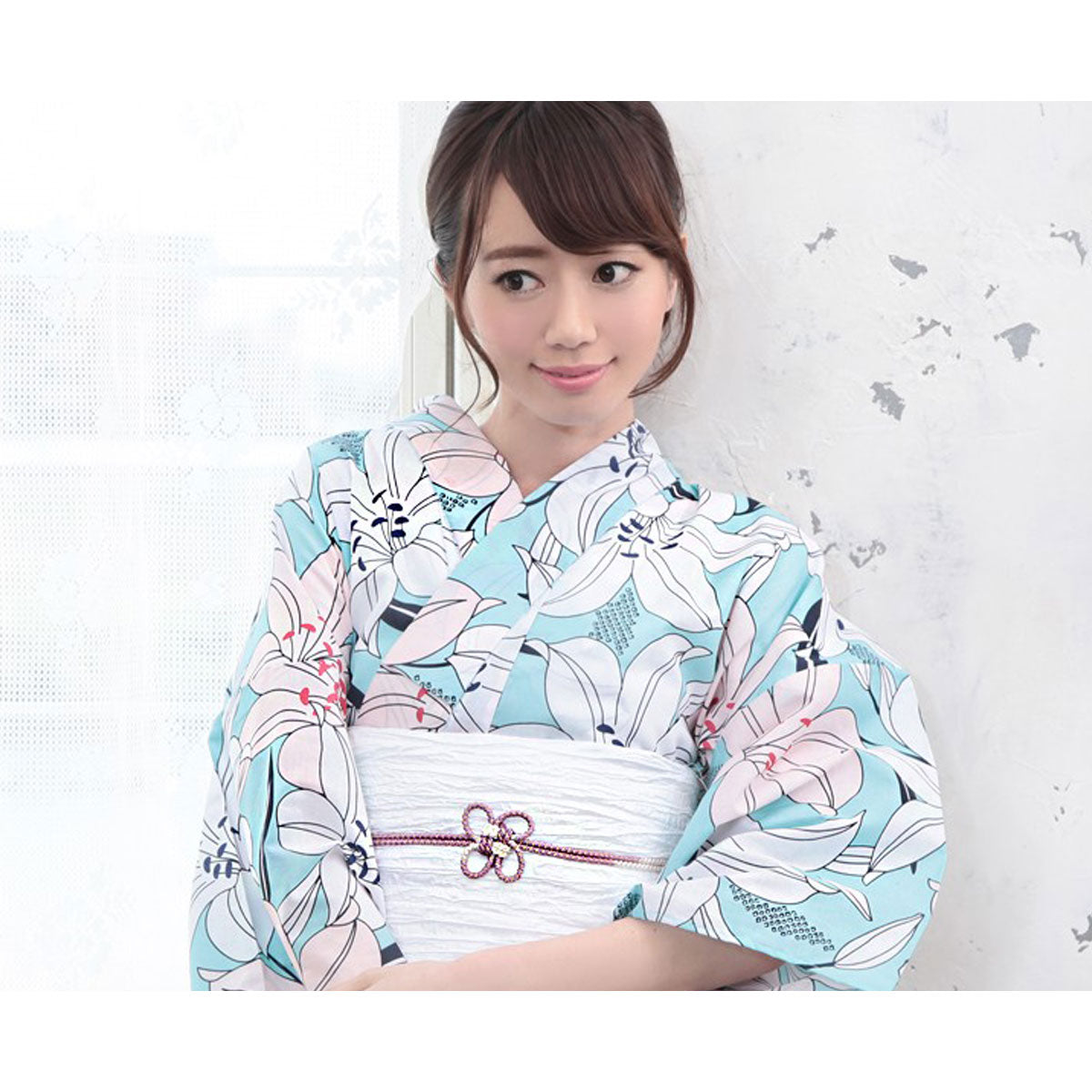 【レンタル】浴衣 フルセット 水色 ゆり No.20