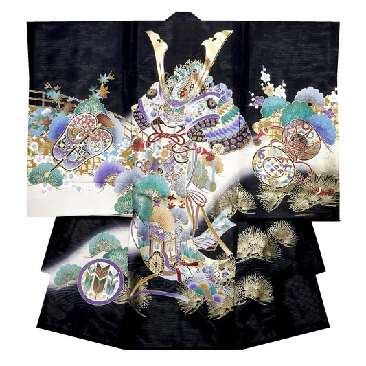 【LIMITEDSALEクーポンで半額!】レンタル正絹男児産着虎鷹白ホワイトお宮参り着物帽子よだれかけセット【男の子貸衣装和服祝い着初着産着往復送料無料】かっこいい