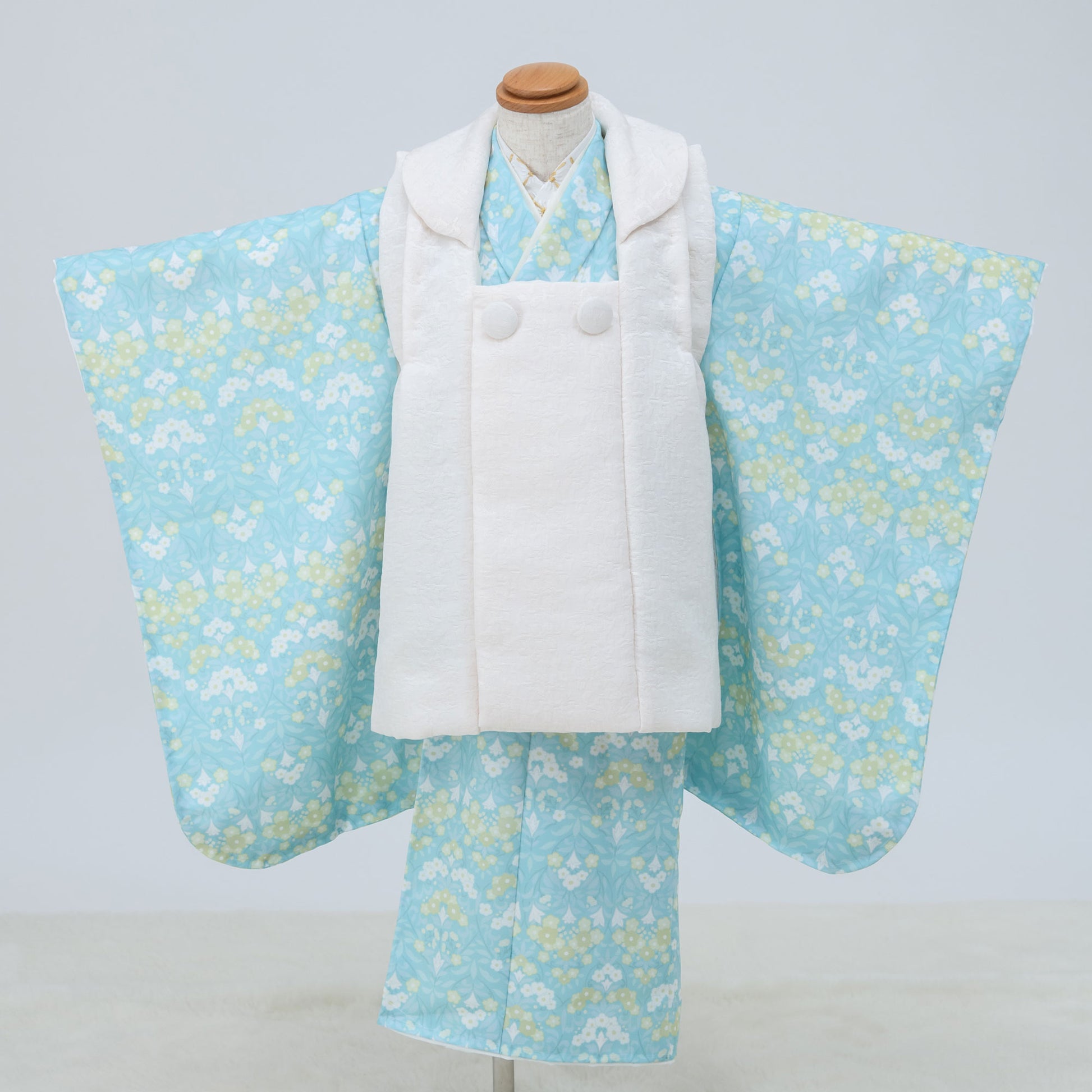 京wakka七五三レンタル女の子3歳着物被布コートフルセット753着物着物レンタル貸衣装七五三三歳子供着物女児子ども結婚式和装雪の結晶青白【往復送料無料】新品足袋プレゼントNo.307