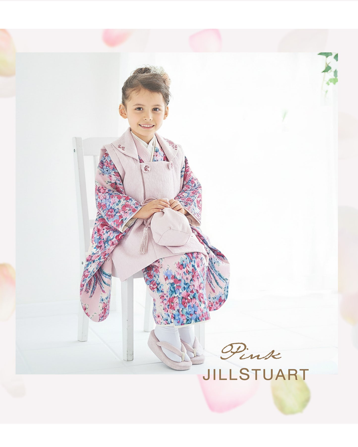 【スーパーSALE30%OFFクーポン配布中!】JILLSTUART七五三レンタル女の子3歳着物被布選べる2色ピンク白ホワイト753着物くすみフルセット着物レンタル貸衣装三歳子供着物女児可愛いジルスチュアートモダン花お正月【往復送料無料