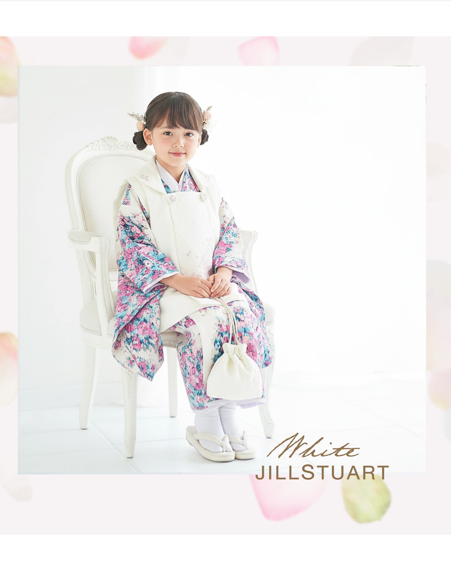 【スーパーSALE30%OFFクーポン配布中!】JILLSTUART七五三レンタル女の子3歳着物被布選べる2色ピンク白ホワイト753着物くすみフルセット着物レンタル貸衣装三歳子供着物女児可愛いジルスチュアートモダン花お正月【往復送料無料