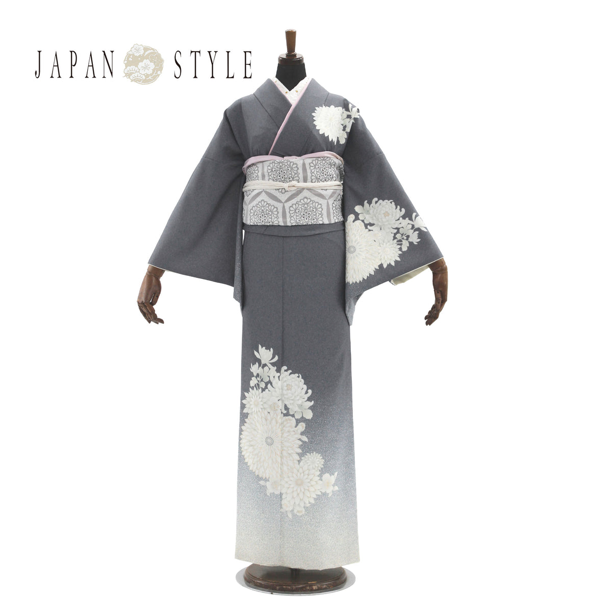 【レンタル】2025年新作JAPANSTYLE訪問着レンタル着物レンタル貸衣装フルセット【画像の帯がセット】入学式卒業式七五三結婚式お宮参り結納お茶会パーティー母親ママ人気訪問着付下げフルセットレンタルグレー灰色菊No.0431